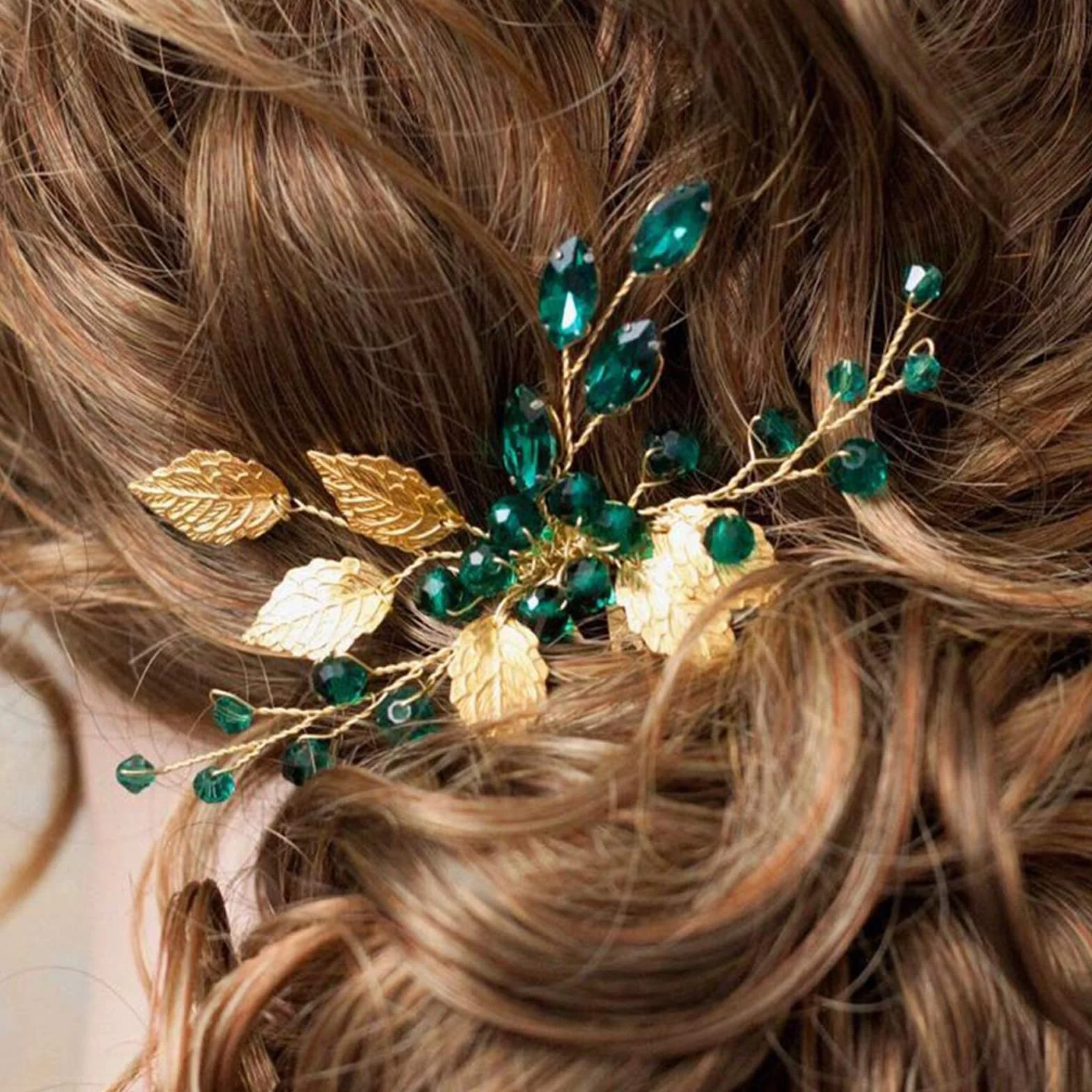 Accessori per capelli da sposa, accessori per capelli verdi, con strass scintillanti, fermagli per capelli, accessori per capelli per balli di fine anno, accessori per capelli francesi, gioielli per