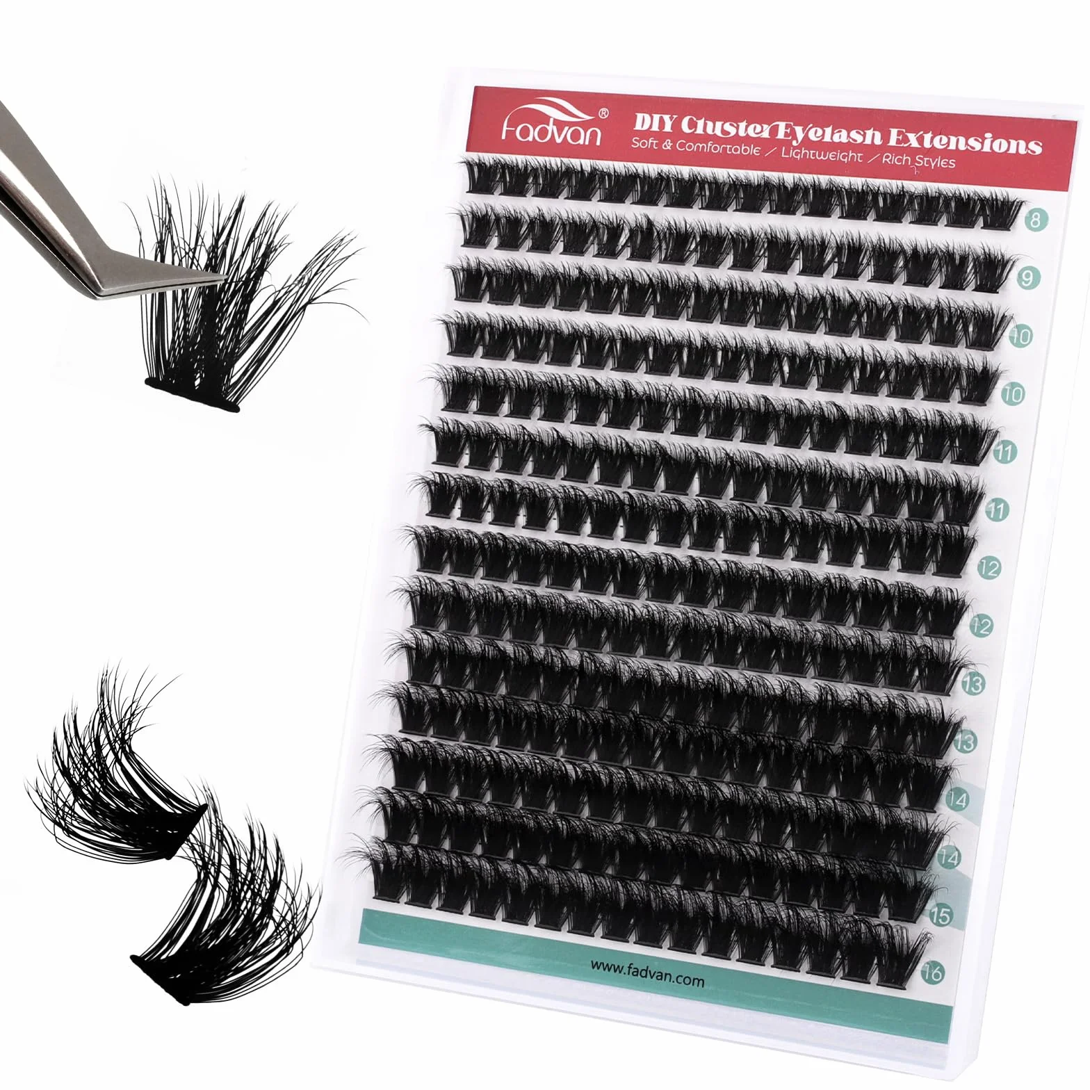 FADVAN Ciglia Finte Ciuffetti Clusters 280Pcs 100D Mix 8-16mm Volume Fai Da Te Extension Ciglia Finte Individuali Naturali DIY(100D-0.07D Curl)