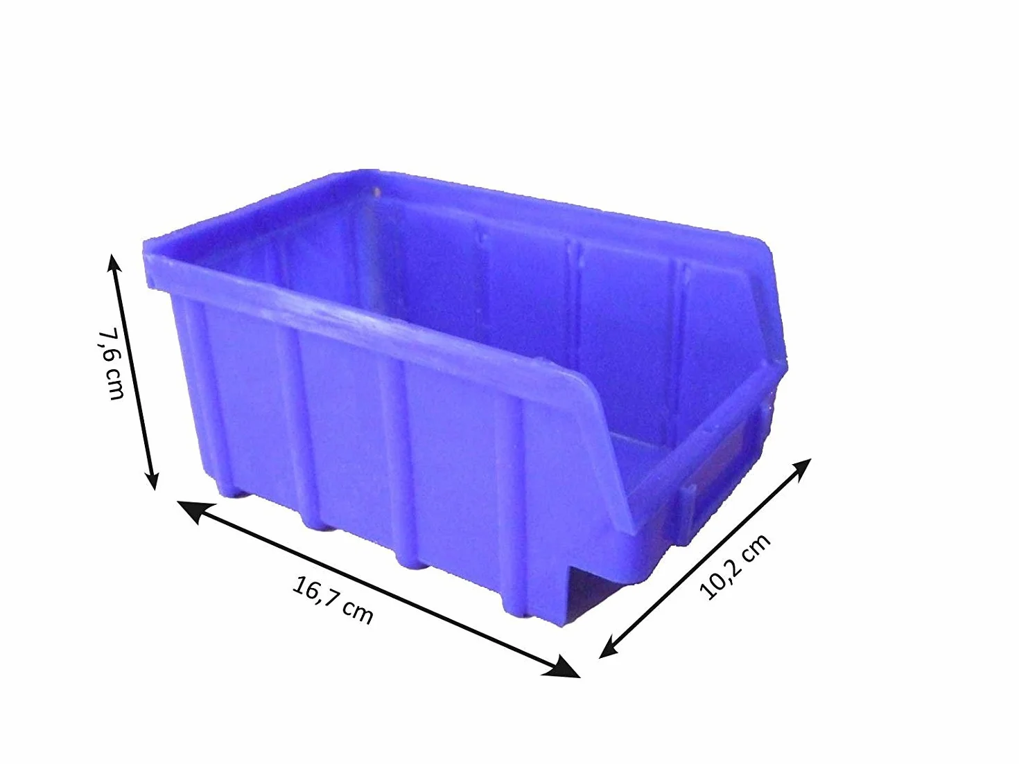 80 scatole impilabili blu misura 2 (102 x 167 x 76 mm) portaoggetti