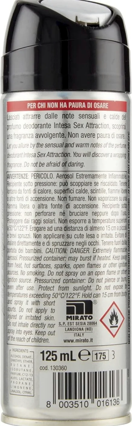 8 Deodorante Intesa Sex Unisex Sex Attraction – Deodorante Spray 125 ml + portachiavi gratuito Beni Culinari