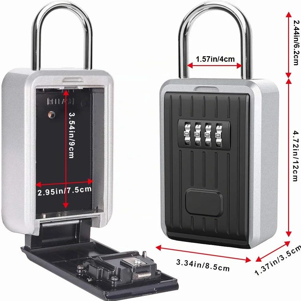 TEUEN Cassaforte Chiavi Esterno Combinazione 4 Cifre Lucchetto Cassetta Chiavi Muro Nero