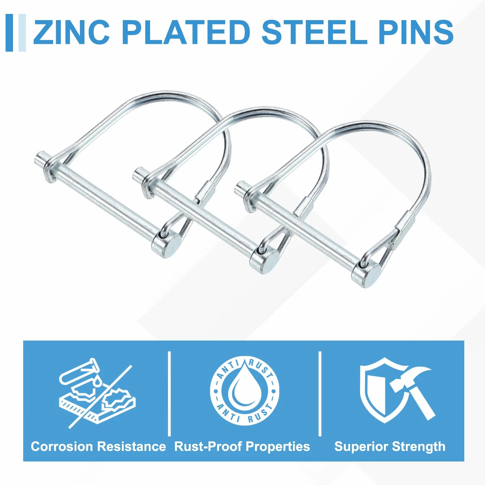 PATIKIL 6 Pc Perni Di Aggancio Per Rimorchio 3/16" x 2" (5mm x 50mm) Filo Di Sicurezza Clip Di Blocco A Molla Argento