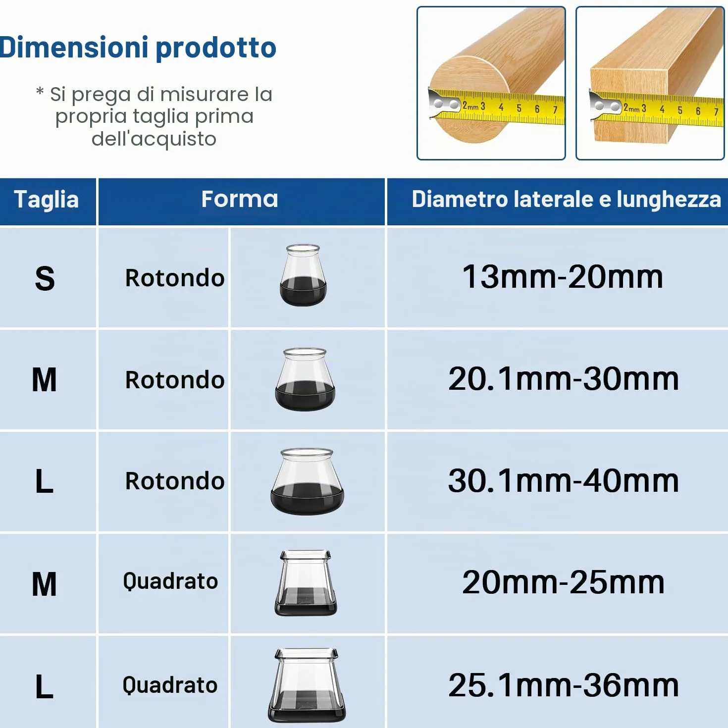 Gommini per Sedie in Silicone 28 Pezzi, Tappini per Gambe Sedia 13-20mm, Feltrini per Moquette