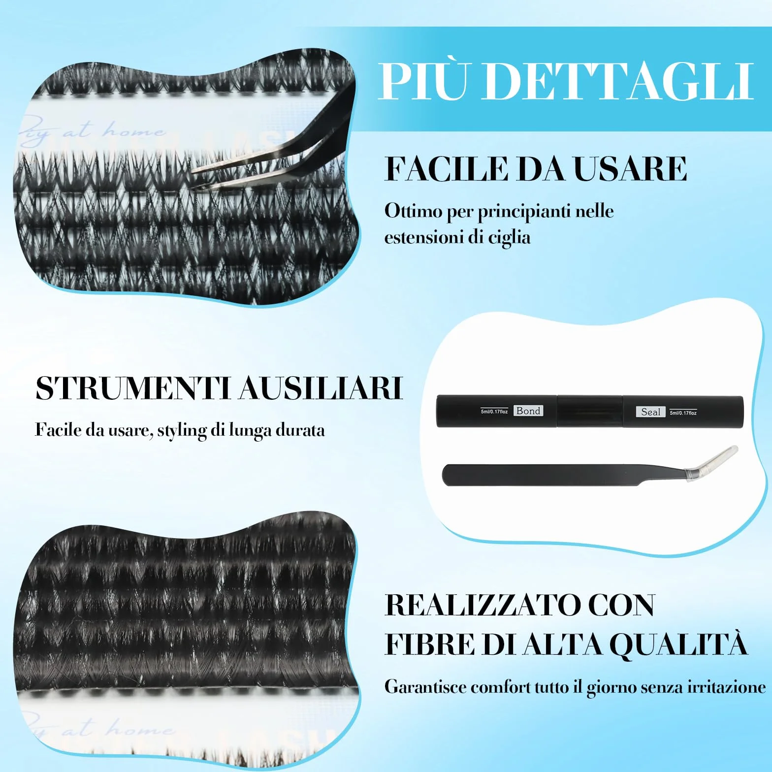 VEGCOO 560 Pezzi Ciglia Finte Extension Ciglia, 60-100-120-150D Curl Ciglia Finte Ciuffetti, 10-16mm Kit di Extension per Ciglia, DIY Eyelash Extension per Ragazze e Donne Principianti