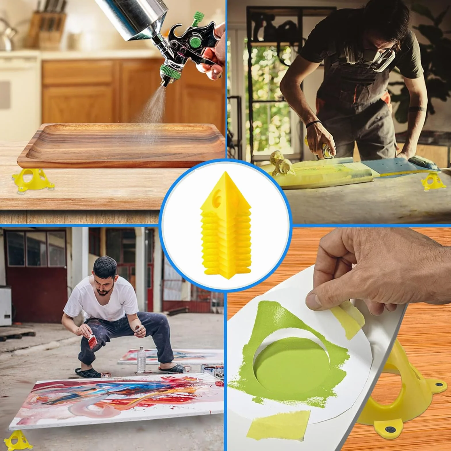 Giallo Cono Tela e Triangolo di Vernice, Supporto Supporti Pittura Perforata Legno Mobili Stand, per Porta Dell'armadio in Tela Gialla, Utensili Manuali E Accessori