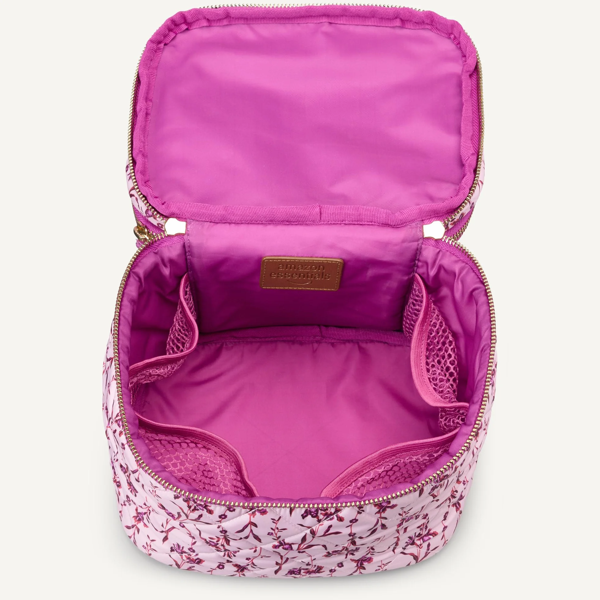 Amazon Essentials Donna Borsa per il Trucco Trapuntata con Porta Pennelli