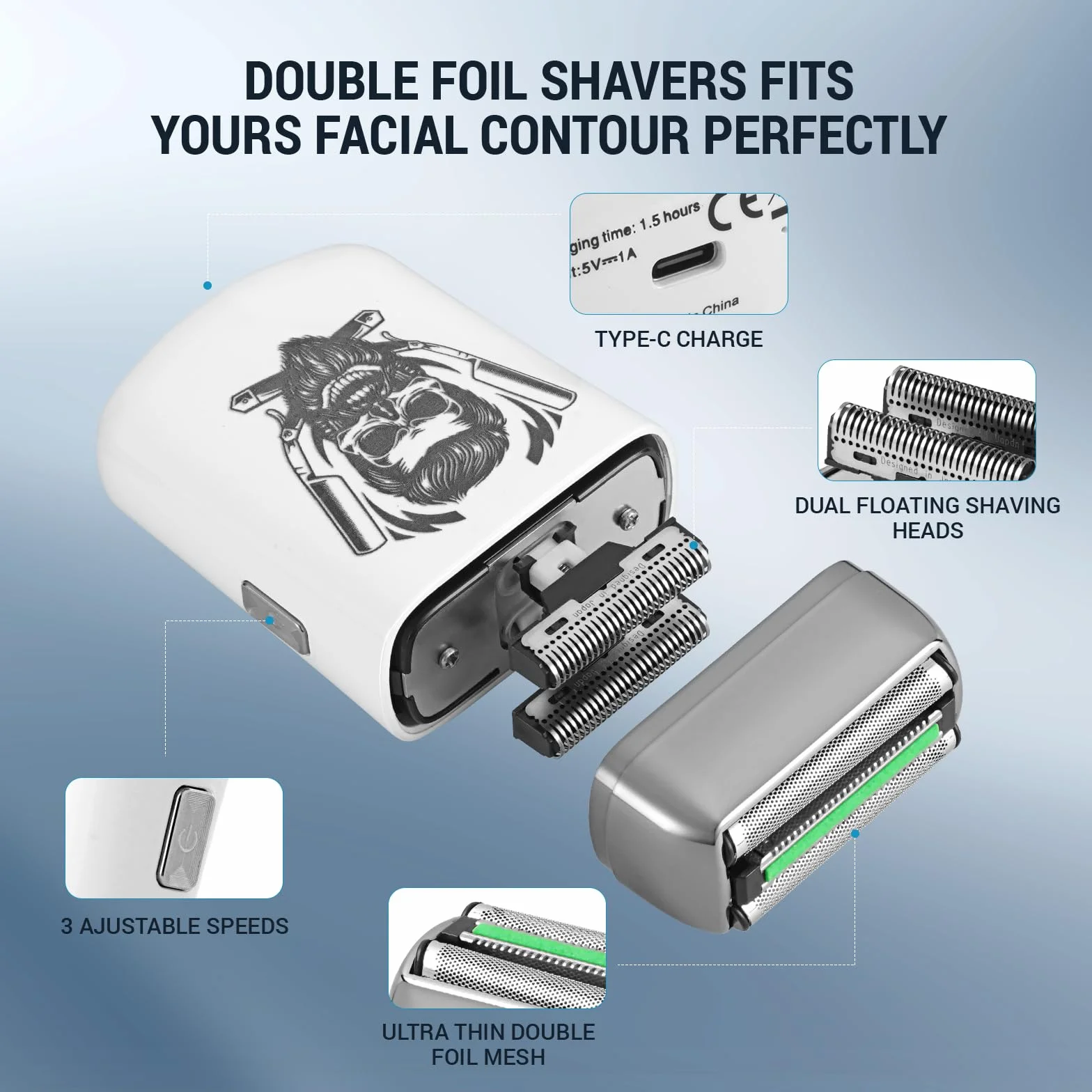 BESTBOMG Tagliacapelli Uomo Professionale Macchinetta per Capelli Senza Fili, Regolabarba Rasoiocapelli Trimmer Rasoio Elettrico Con Mantella da Barbiere e Pettine Limite