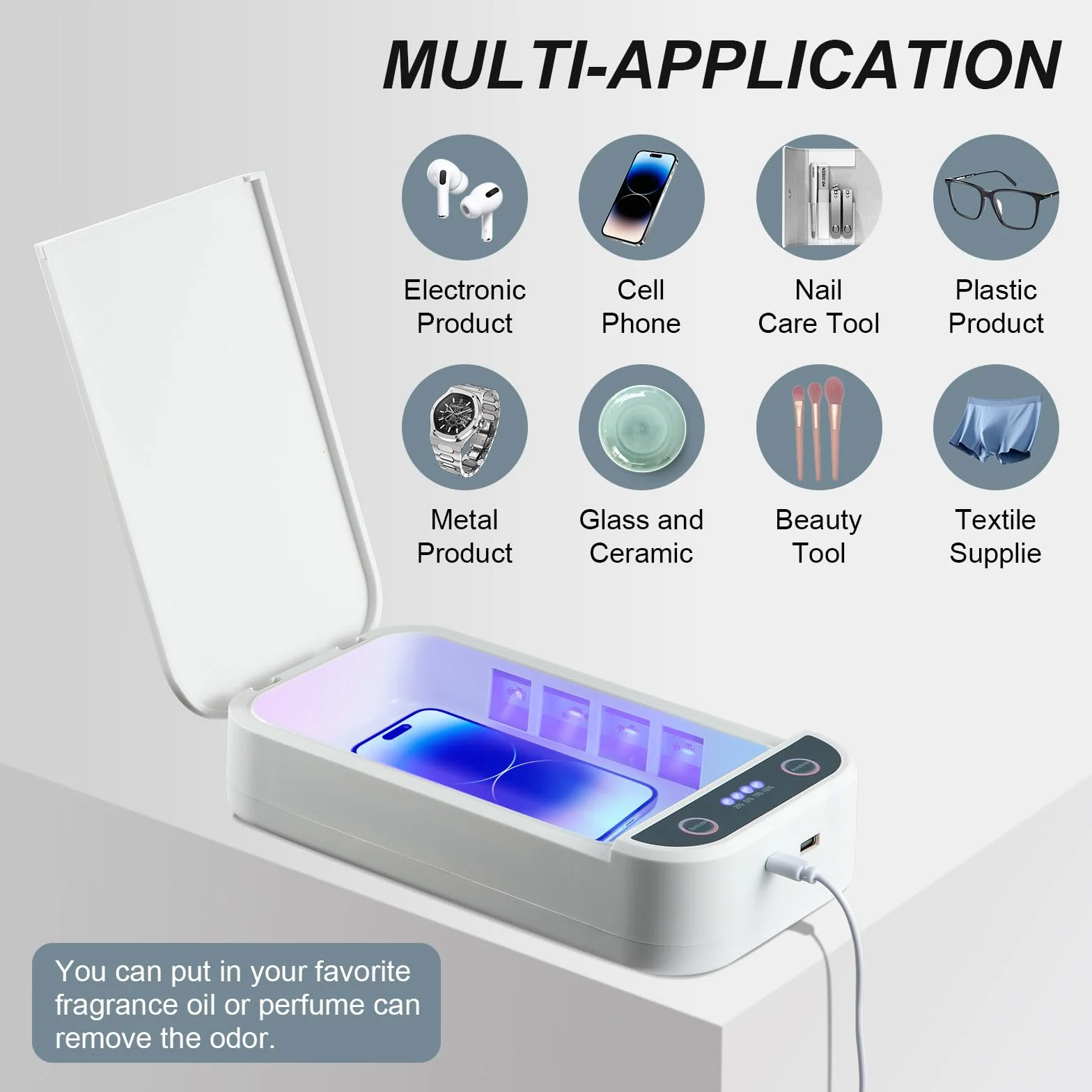 Scatola sterilizzatrice per unghie, portatile, con luce blu, sterilizzatore USB, per salone di bellezza, pinzette, gioielli, telefono, strumenti per manicure