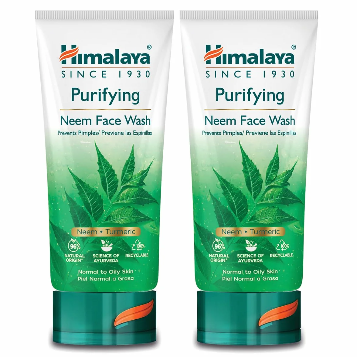 HIMALAYA HERBALS Neem Gel detergente viso purificante al Neem, 2 unità x 150 ml, l'imballaggio può variare