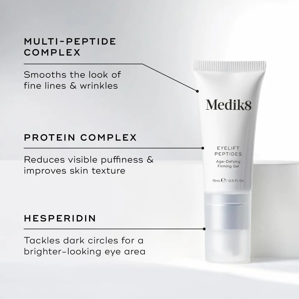 Medik8 Peptidi Eyelift - Gel rassodante anti-età - Riduce l'oscurità e il gonfiore sotto gli occhi - 15 ml