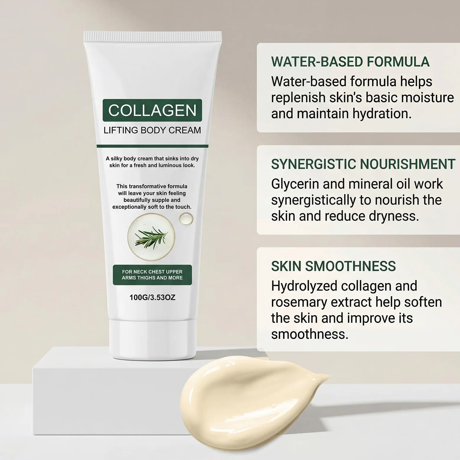 Olio per il corpo al collagene con texture setosa idratante, lozione per il corpo rassodante, olio idratante per la cura della pelle per donne, per la cura quotidiana del corpo e della pelle (6