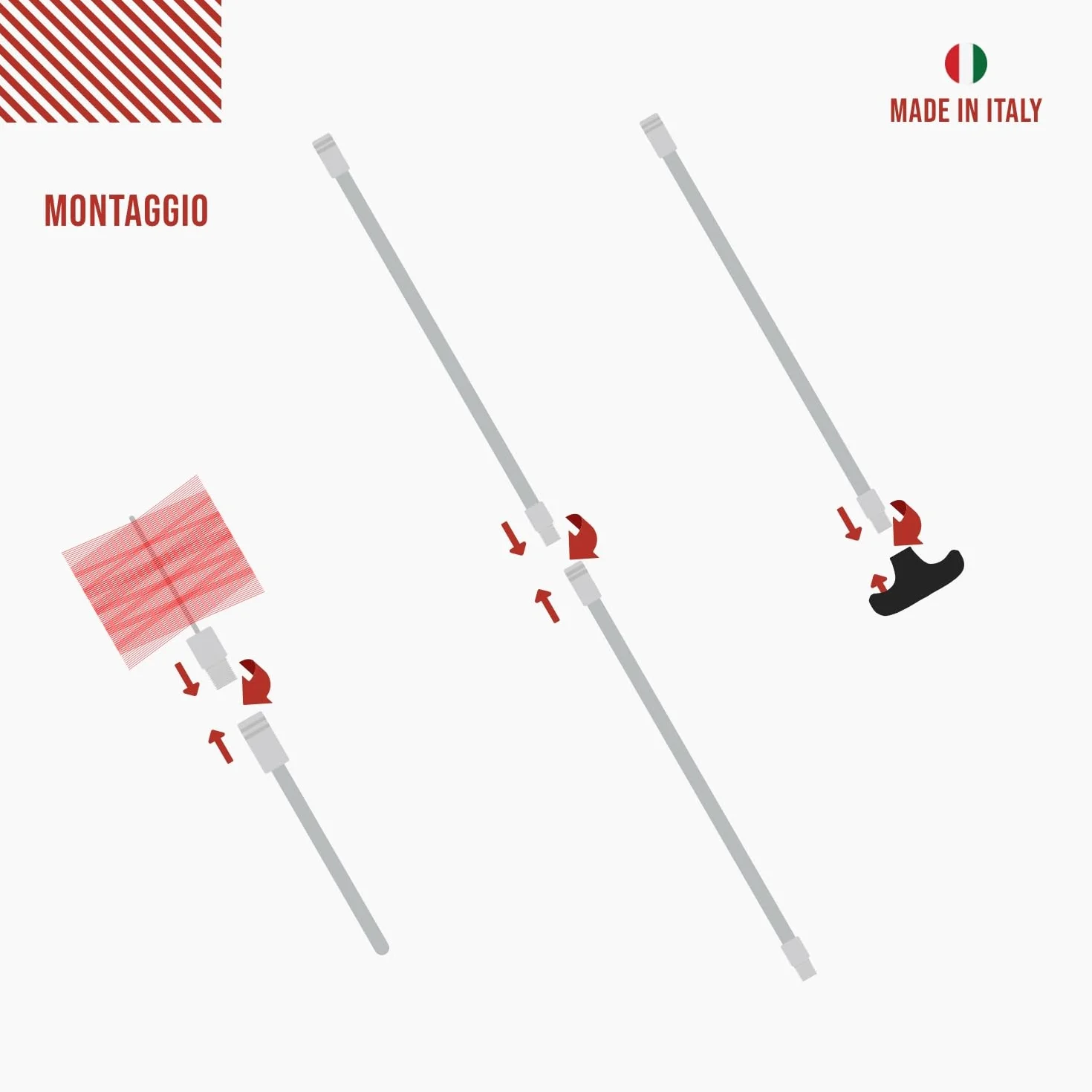 BARETTO Kit Pulizia Camino Canna Fumaria FLEX Ø 130 mm Prolunghe Molla 3 m Curvatura 90° Scovolo Nylon Attacco M12