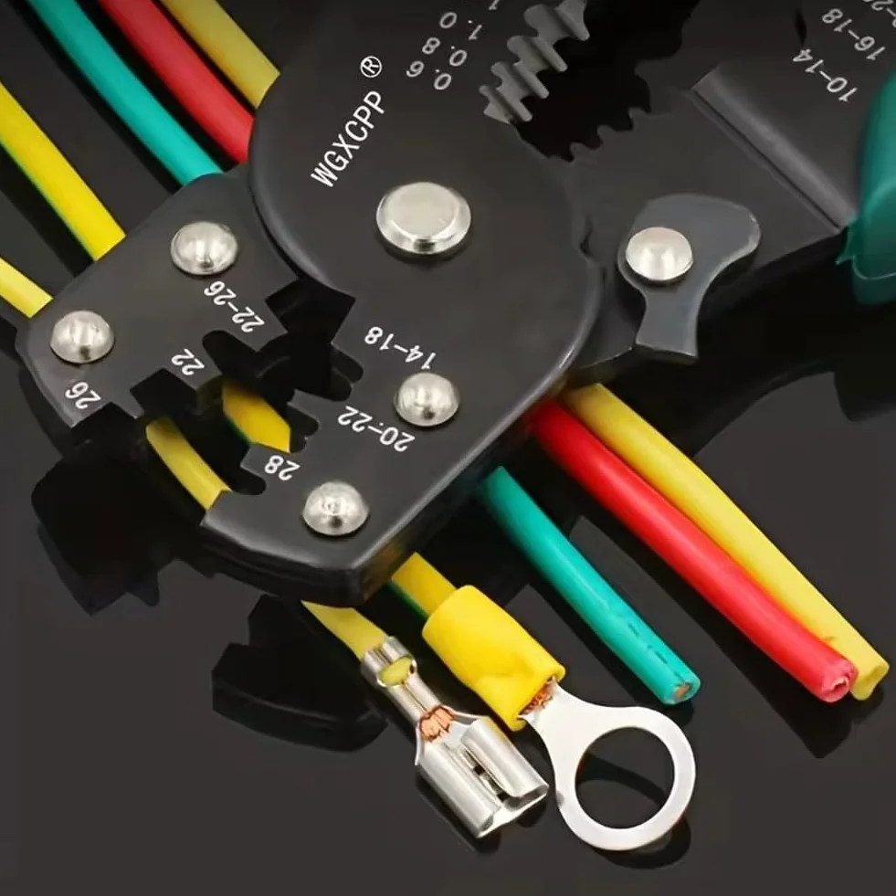Pinza Crimpatrice per Connettori Elettrici, Attrezzo Crimpare Capicorda, Strumento Manutenzione Elettricista