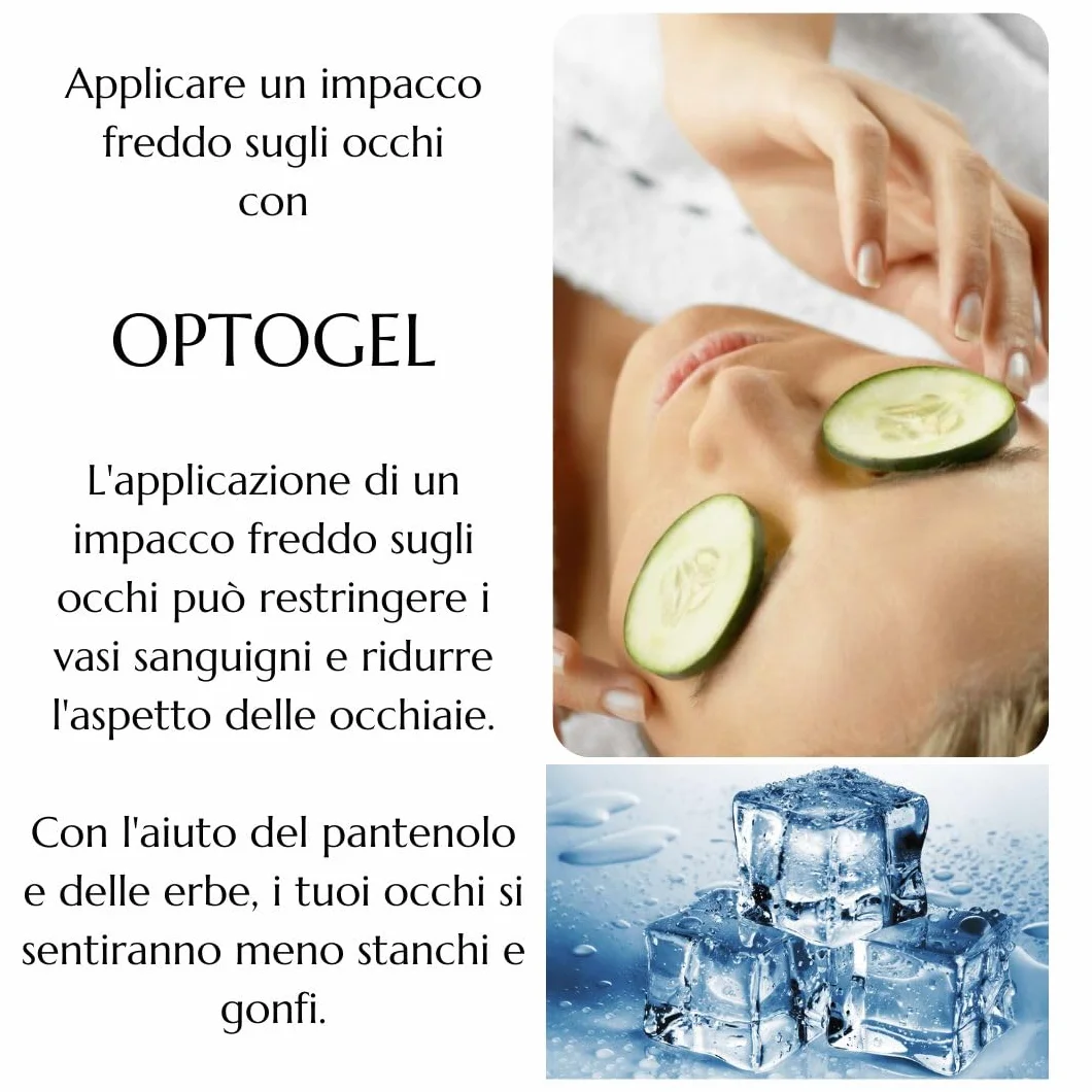 Green idea - Gel Contorno Occhi Rinfrescante - OPTOGEL - con Euphralia, Agrimonia e Pantenolo - Occhi Stanchi e Secchi - Occhi irritati e stressati - Crema palpebrale - 50 ml
