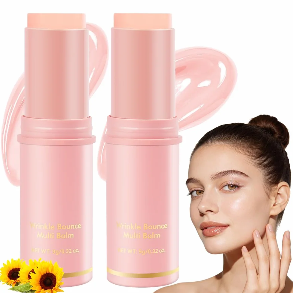 Aomig 2 Pezzi Multi Balm Stick, Calcium Stick Antirughe con Estratto di Collagene, Sticks Idratante al Collagene Per Occhi, Collo e Viso, Balsamo Anti-Età, Idratante, Antirughe