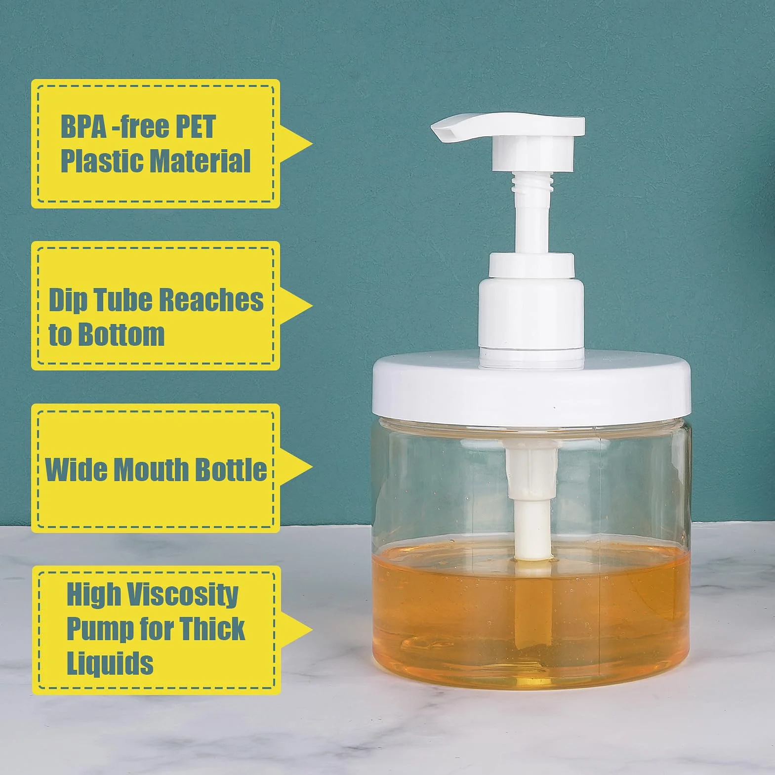 Dispenser Per Flaconi Con Pompetta 2 Pezzi 500ml/16.9oz Flaconi Con Pompetta Ricaricabili In Plastica A Bocca Larga Stile Barattolo Senza BPA Flaconi Vuoti Con Pompetta Per Bagno Doccia Contenitori
