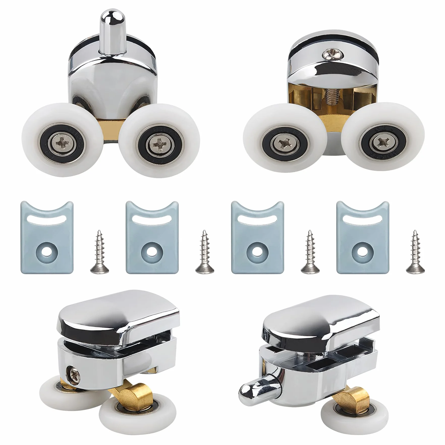 Rulli per Porta Doccia Ø25 mm, Rotelle per Box Doccia in Vetro 4-6 mm, Kit Porta Scorrevole