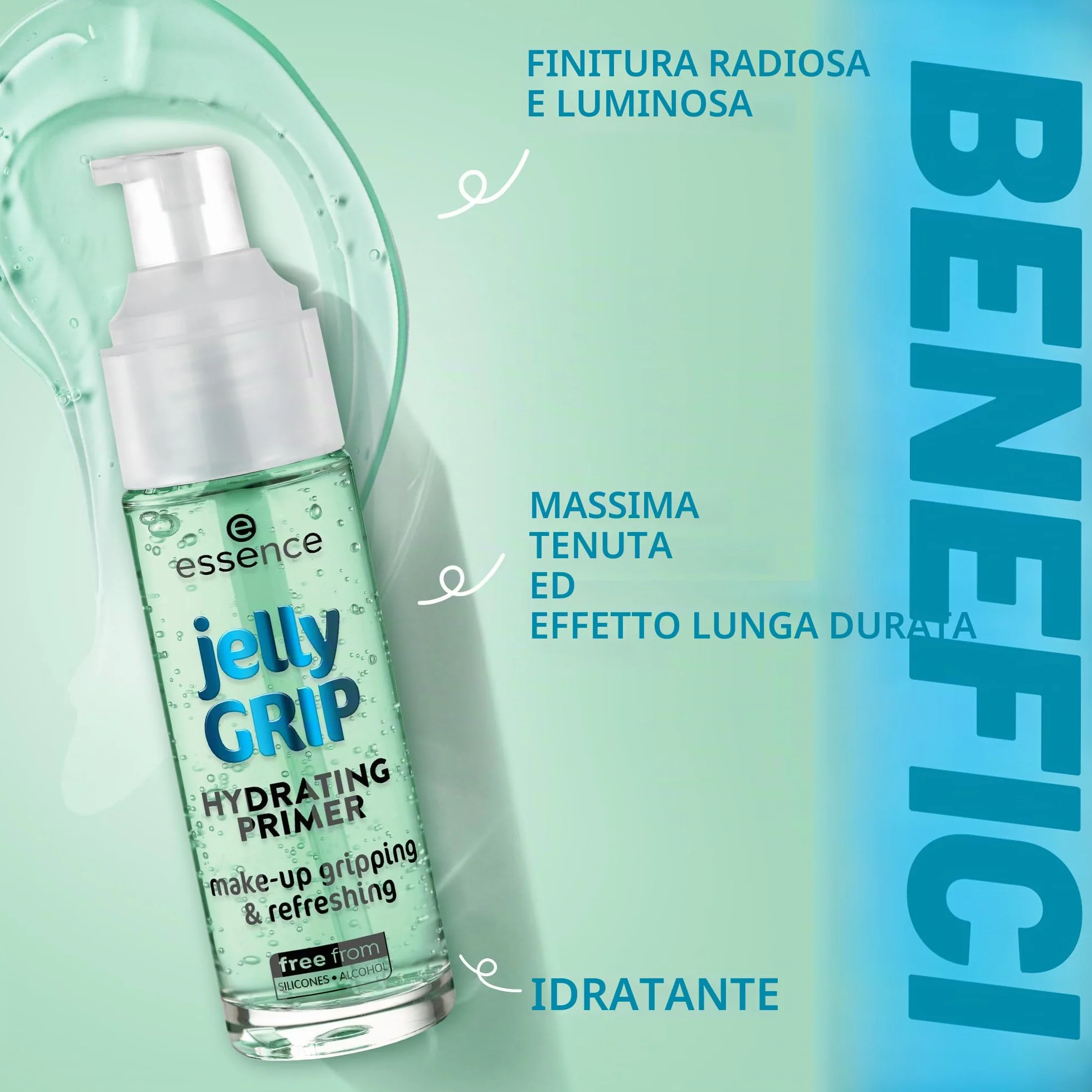 essence jelly GRIP PRIMER IDRATANTE, idratante, levigante, preparatorio, naturale, traslucida (29ml)