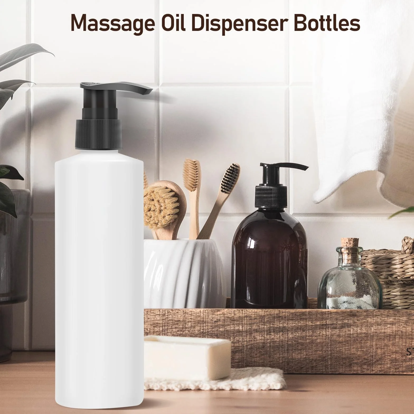 2 pezzi scalda olio da massaggio flaconi distributori, iklestar distributore scalda olio da massaggio distributore a pompa in plastica per shampoo, oli da massaggio e scalda lozione, 250 ml x