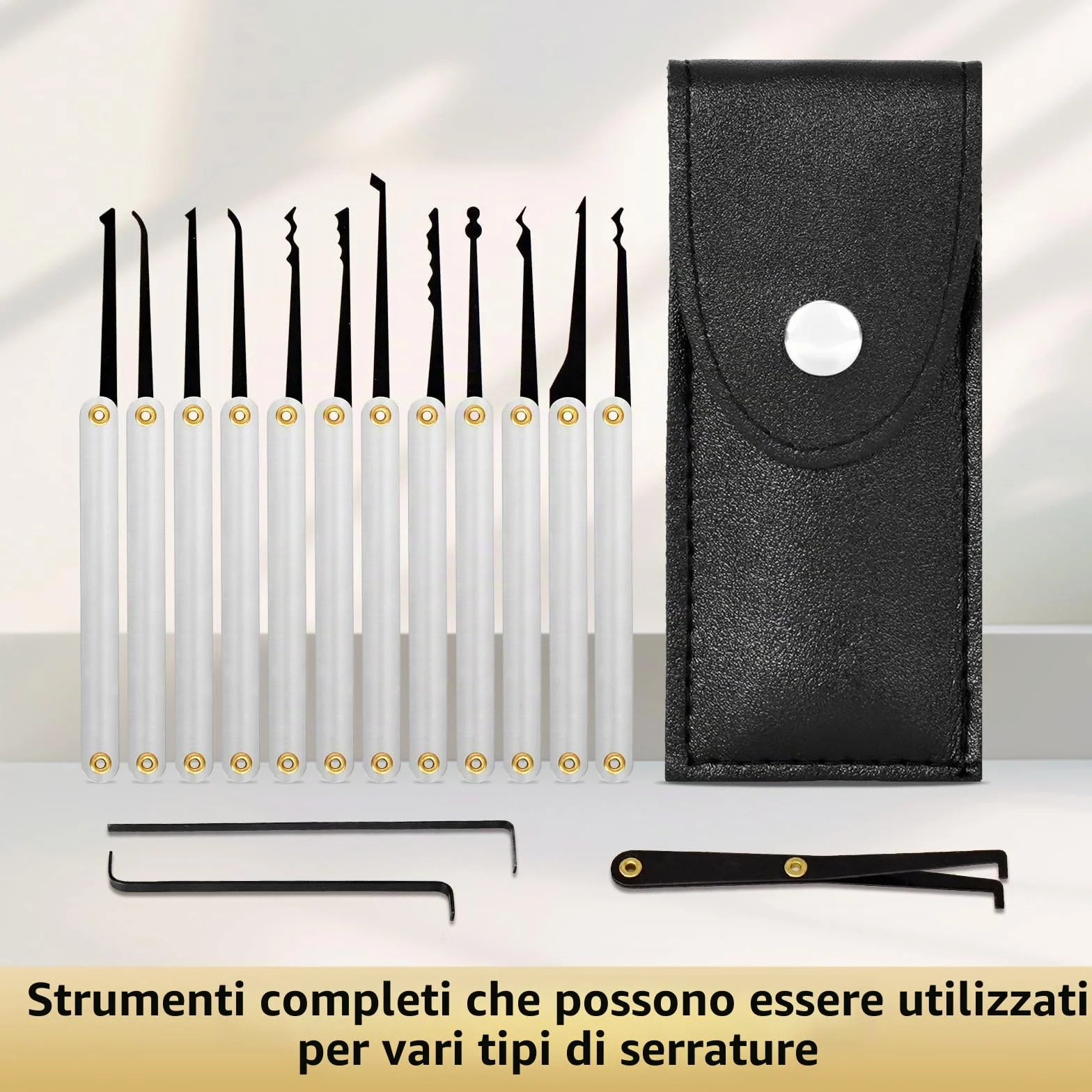 Fabbro Kit Apertura Serratura Universale Lockpicking con Lucchetto Trasparente da Allenamento e Grimaldelli Carta di Credito Set Principianti