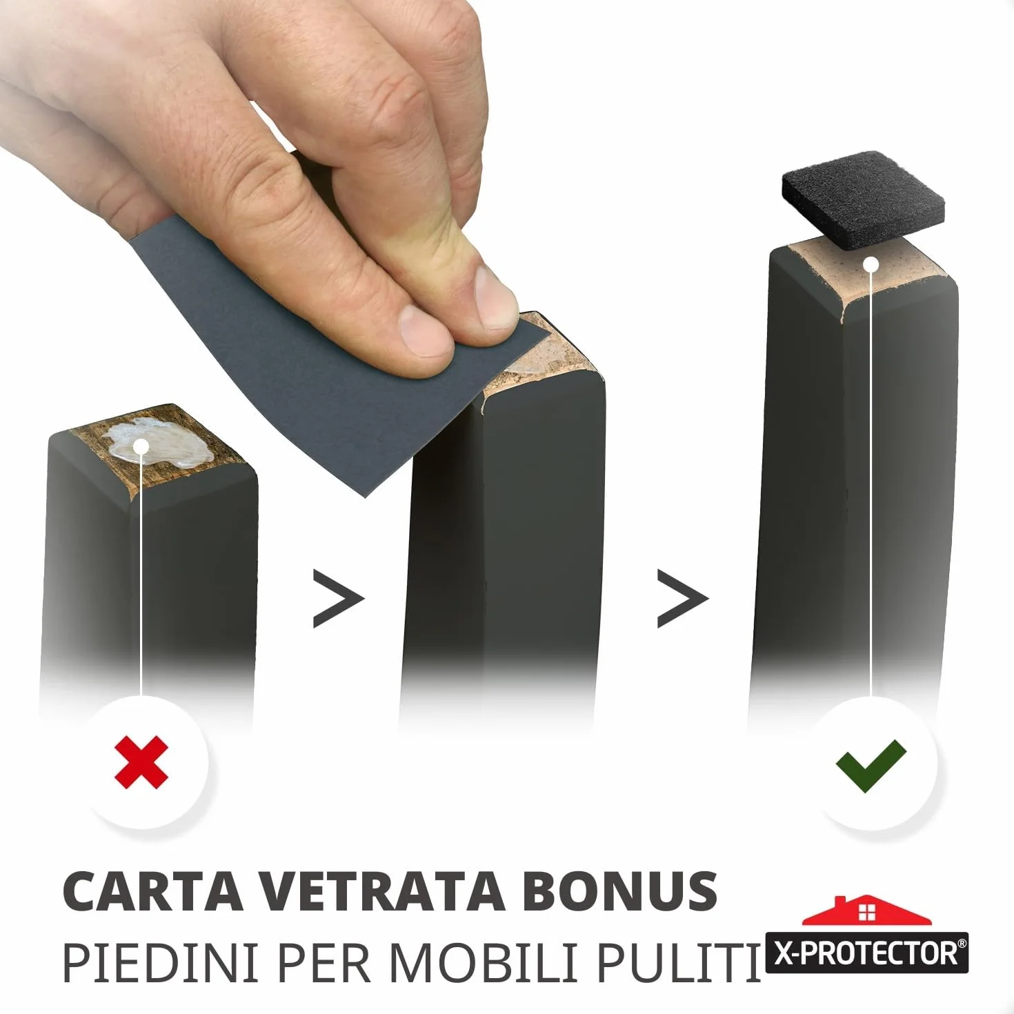 Feltrini X-PROTECTOR 235 sztuk Nero do nóg mebli, ochrona podłogi drewnianej i laminowanej