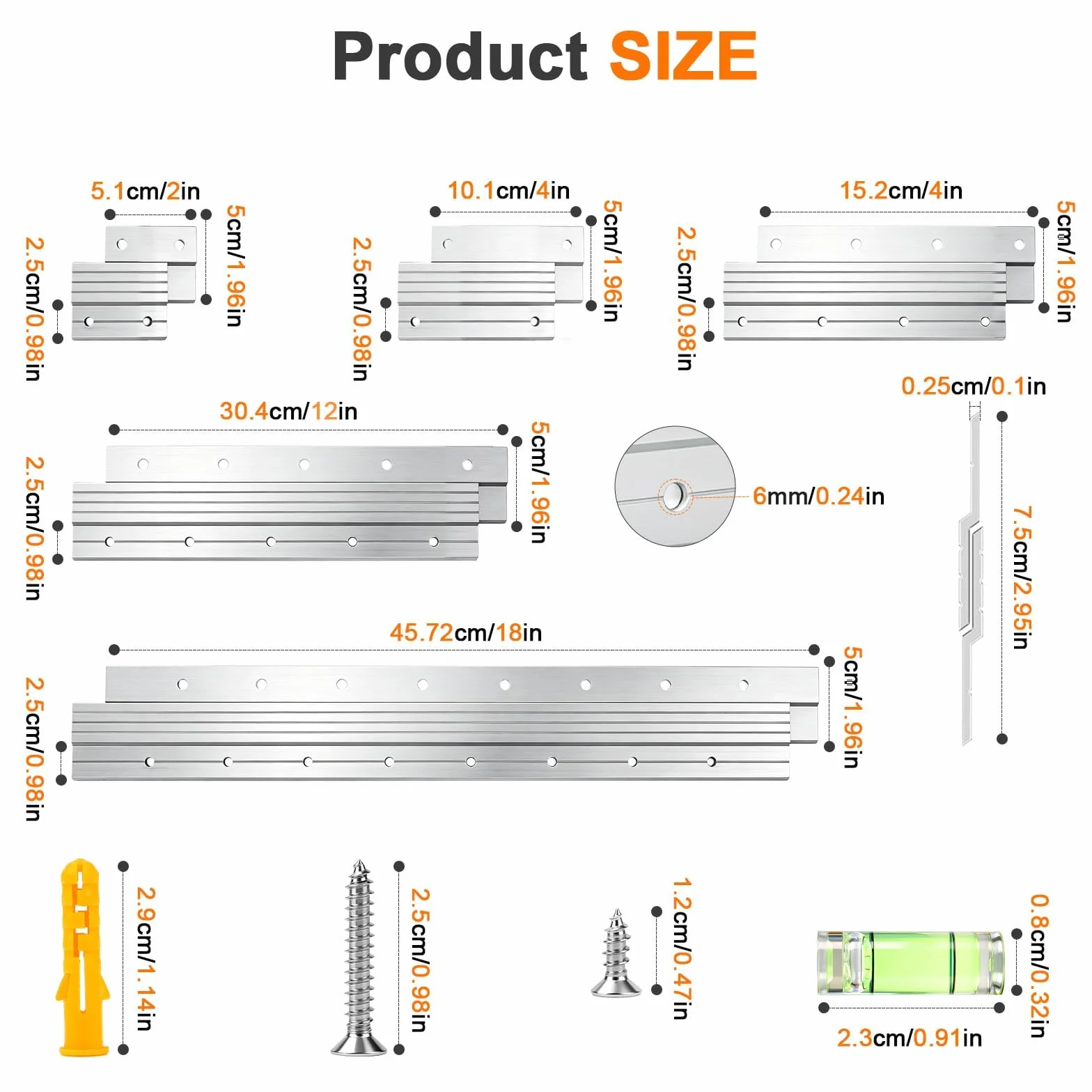 Staffe A Z Alluminio 30cm per Foto Specchiera Pesante Ganci Viti