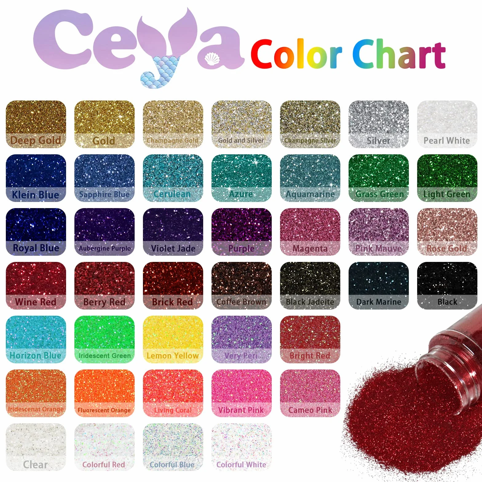 Ceya 100g Ultra Fine Glitter Polvere Colorata Iride Bianco per Slime, Resina Epoxy, Tumbler, Nail Art, Trucco, Scrapbook, Carte di Nozze, Gioielli, Pittura, Arti