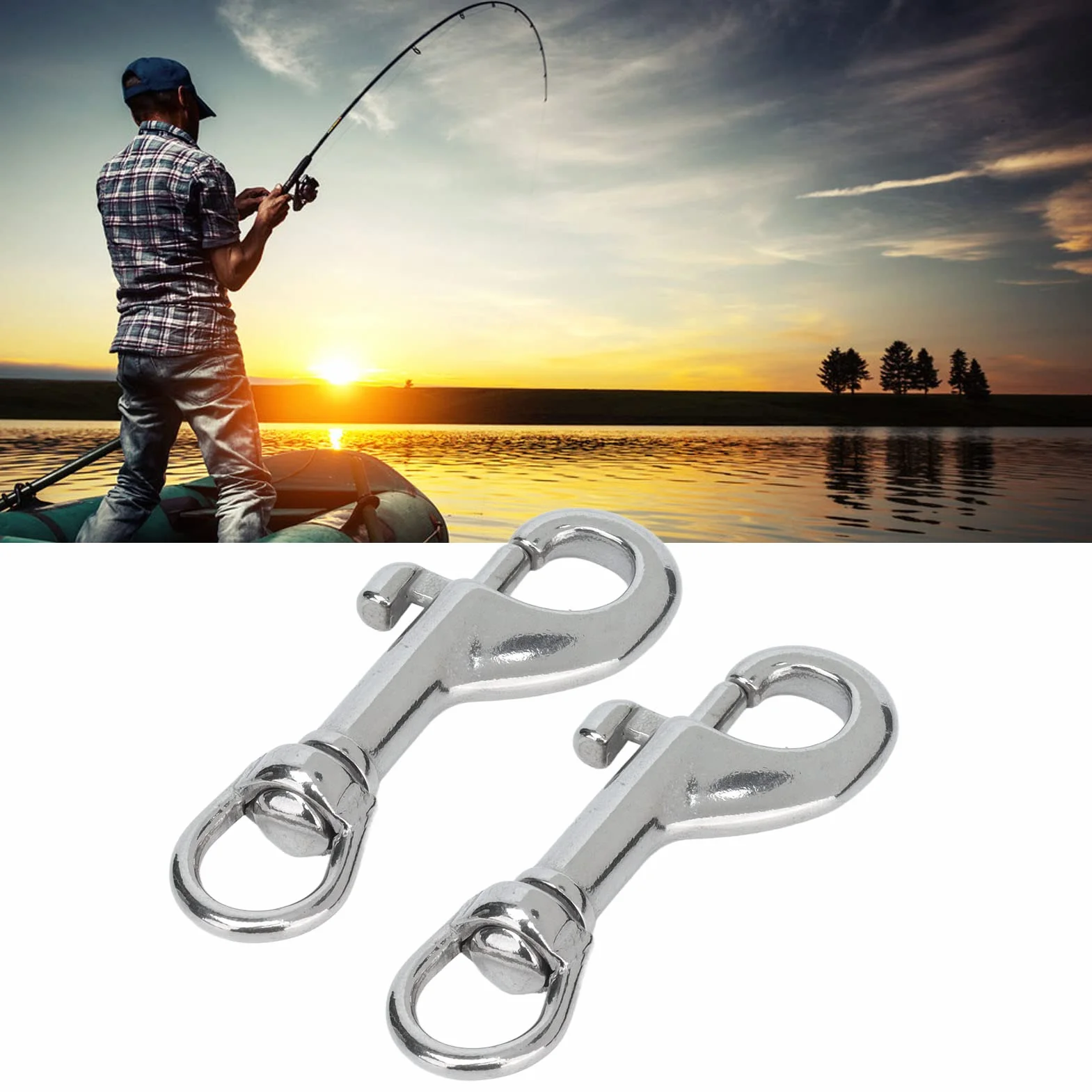 Fafeicy Ganci a Scatto in Acciaio Inossidabile 316 Grado Marino Girevole 360° 65mm 2 Pezzi