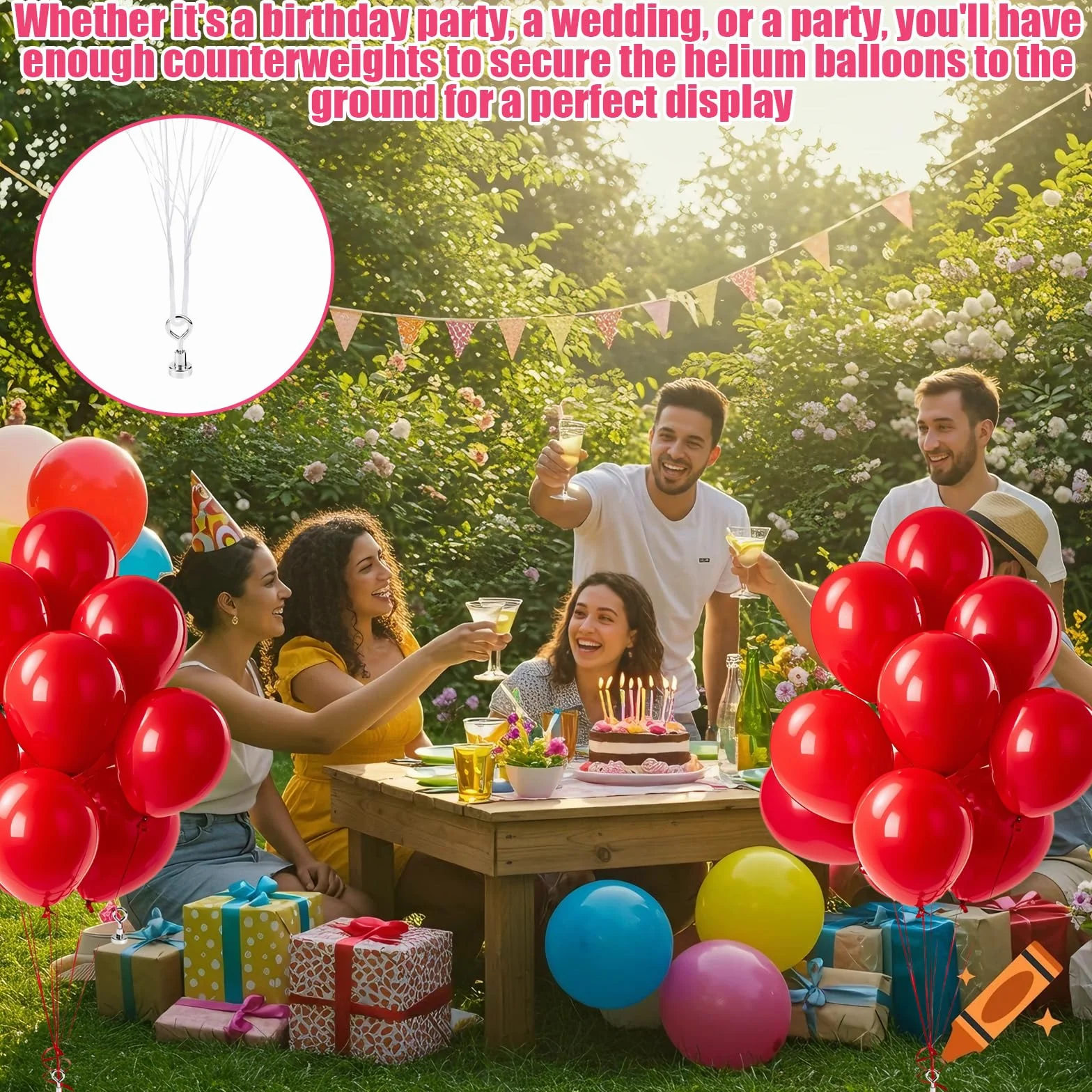 8 Pezzi Supporto Magnetico per Palloncini – Pesi Riutilizzabili per Palloncini a Elio – Base Magnetica per Feste, Matrimoni, Compleanni, decorazioni natalizie e pasquali