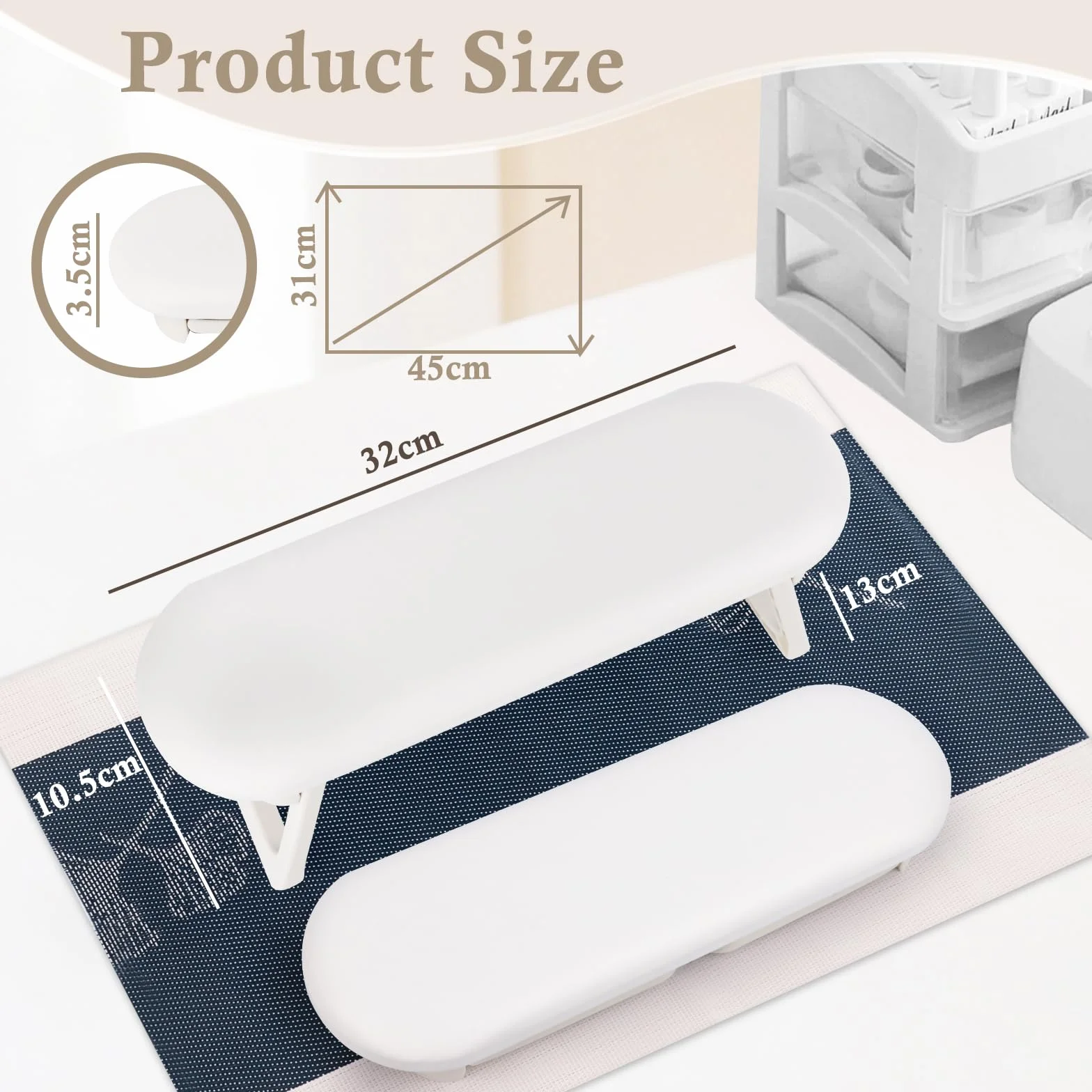 NVIYAM Poggiamano per Unghie Manicure, Poggiamano per Unghie Pieghevole in Pelle PU Cuscino, Poggia Mani per Unghie Professionale, Cuscino per Unghie Antiscivolo per Nail Art, Bianco