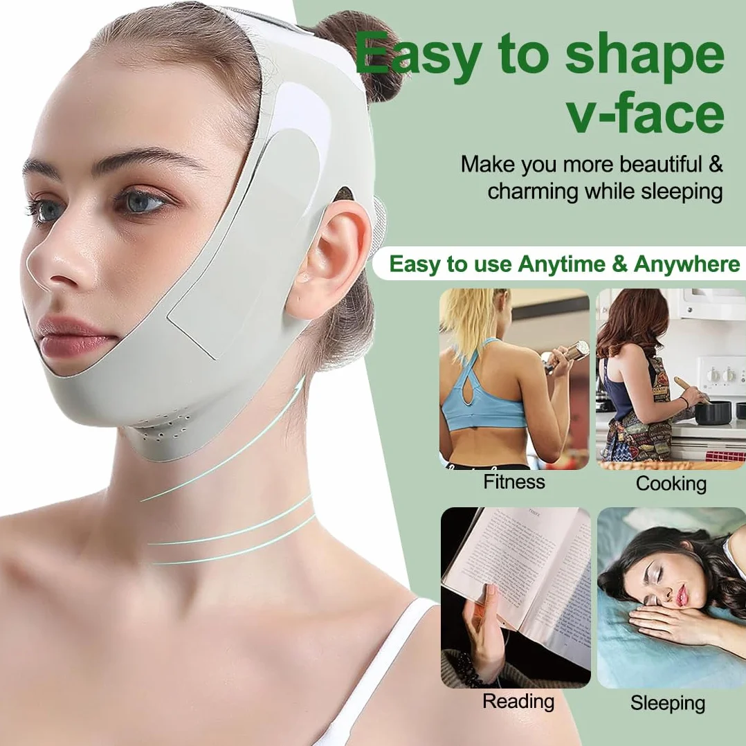 Doppio Mento Maschera Viso Snellente,Maschere Riutilizzabili a V,Fascia per il lifting del viso per il dimagrimento,per il viso Per Facciale a forma di V per viso rassodante anti-rughe