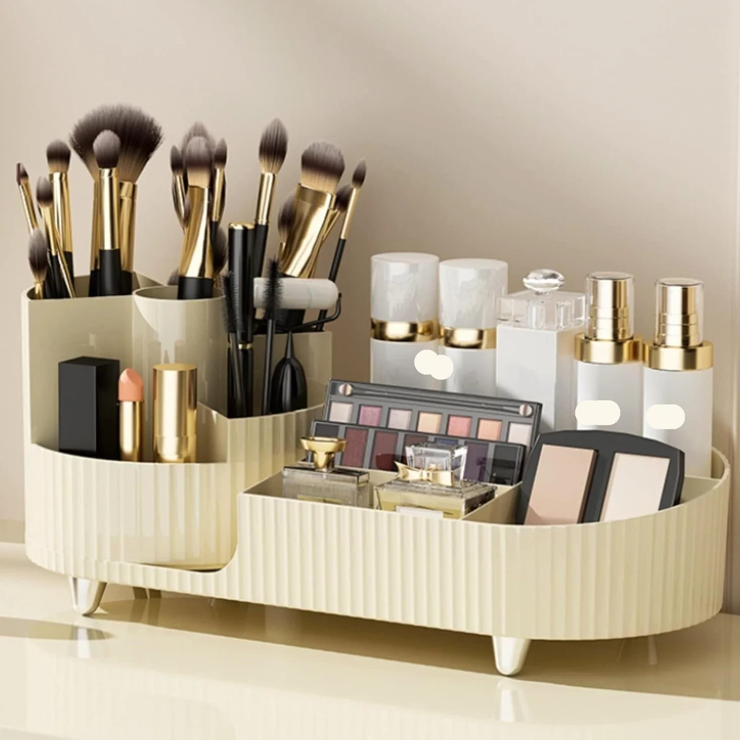Porta Trucchi,Toeletta Organizer per Trucco Rotante Vetrina per Cosmetici di Grande capacità per Pennelli per Trucco Eyeliner Rossetti Cura della Pelle Multifunzione(B)