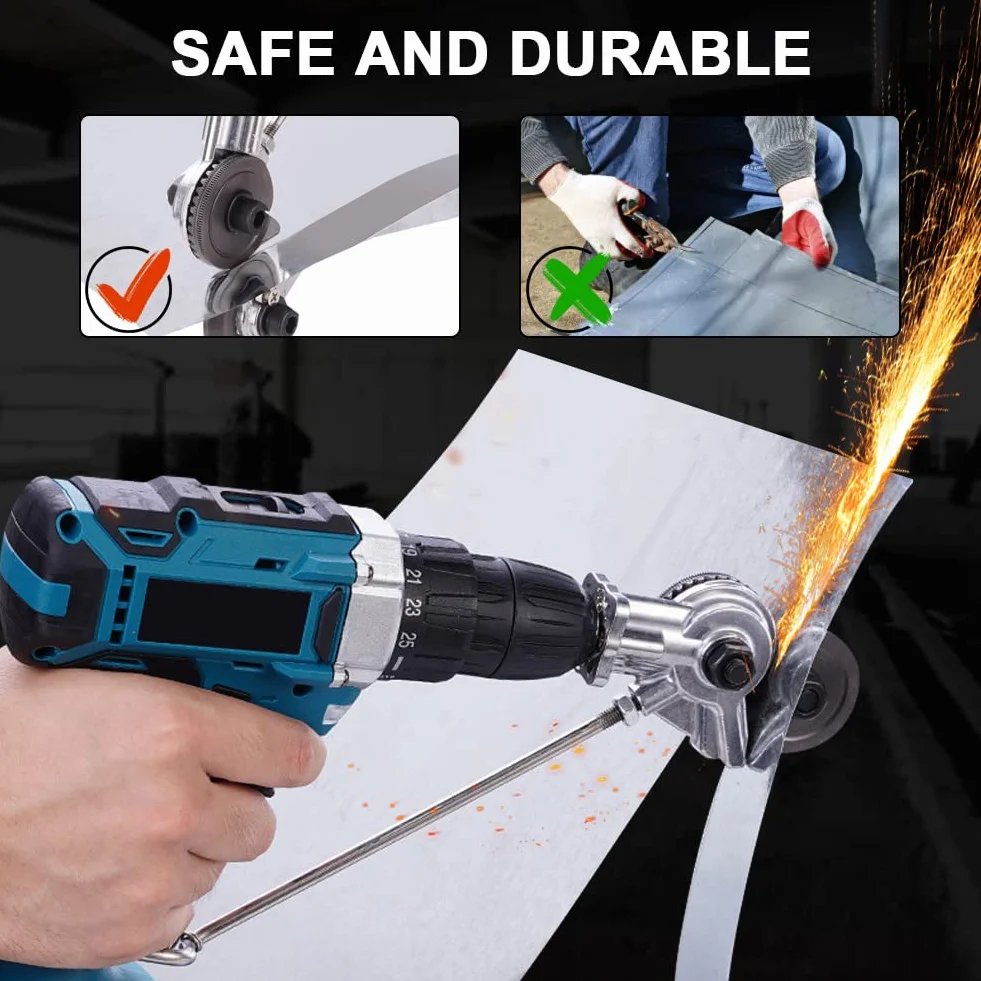 Taglierina Elettrica per Lamiera, Metal Cutter Nibbler Kit, Accessorio per Trapano