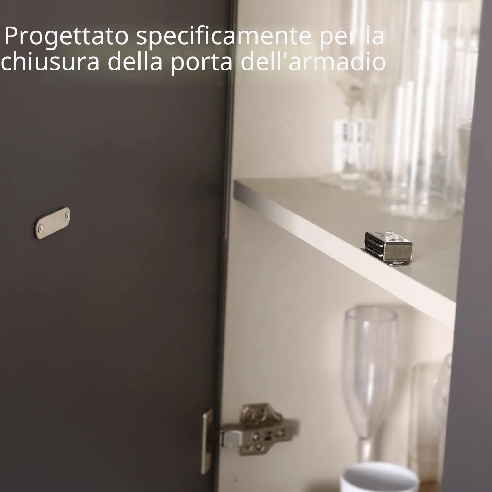 Mousike Magneti per armadietto Chiusura per porta armadio Argento 6 pezzi