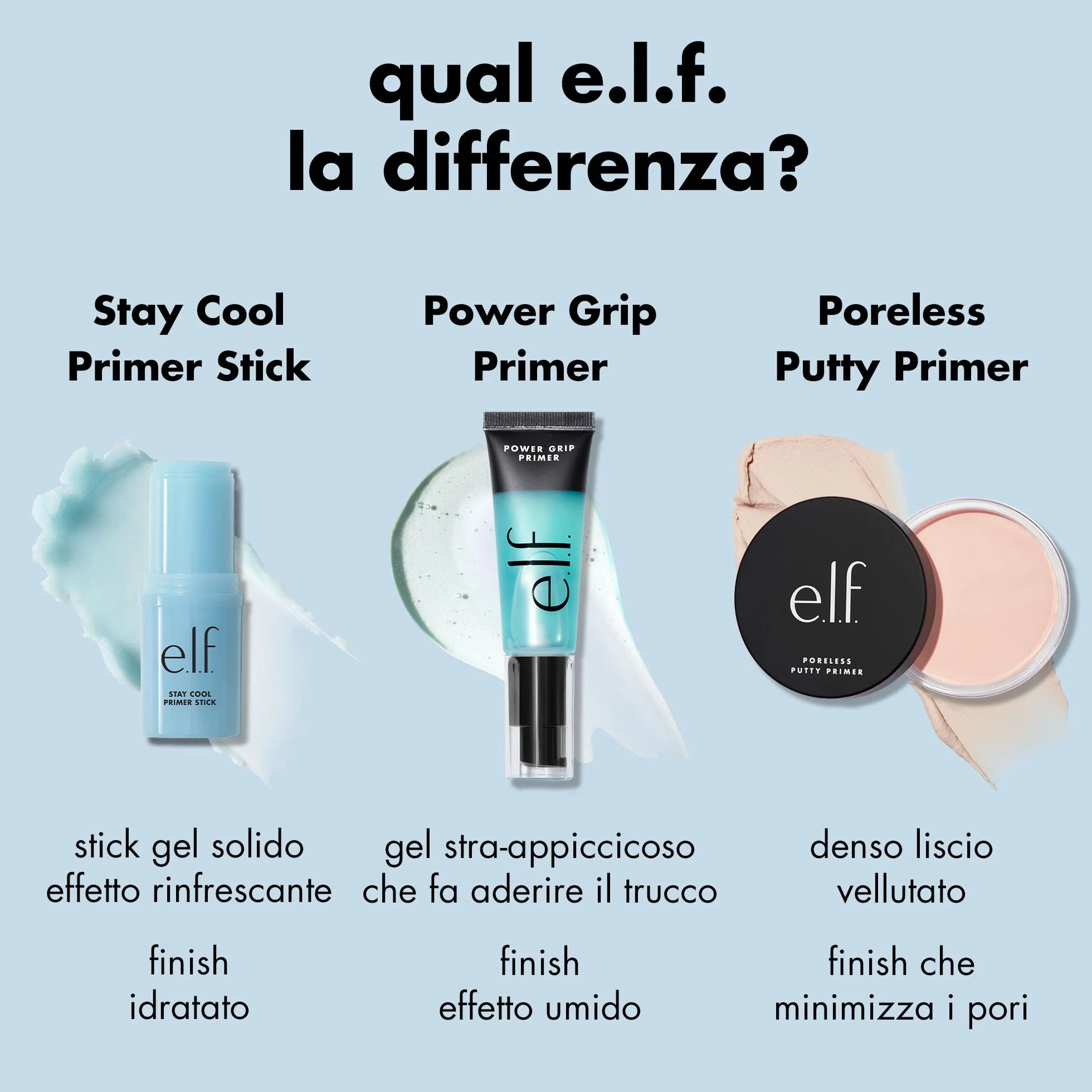 e.l.f. Stay Cool Primer Stick, primer gel idratante, prepara la pelle al make-up, apporta una sensazione rinfrescante, infuso con acqua di aloe, prodotto vegano e non testato sugli animali