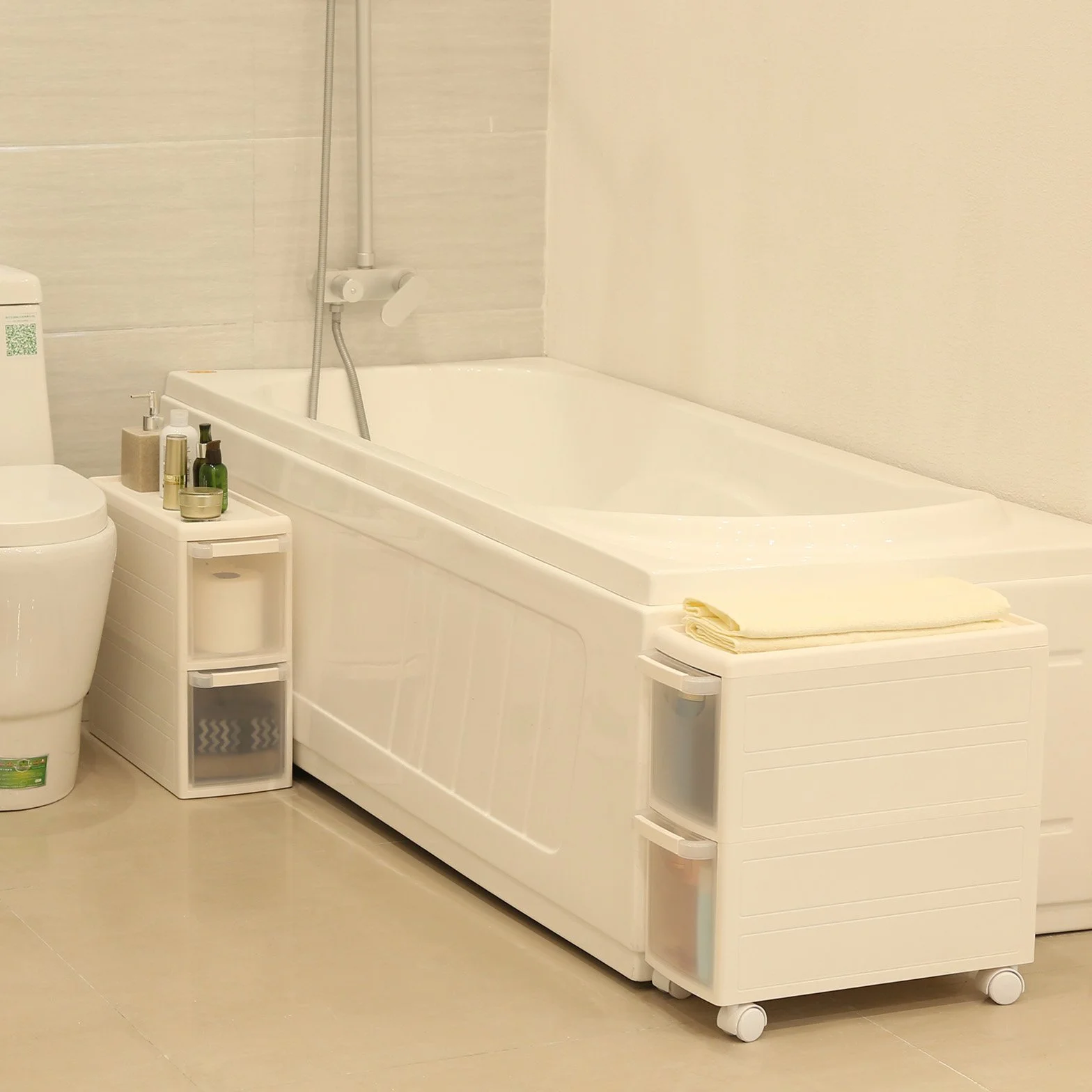 Songmics Carrello Da Bagno Mensola Scaffale Multiuso Bianco 18 x 84.5 x 46 cm