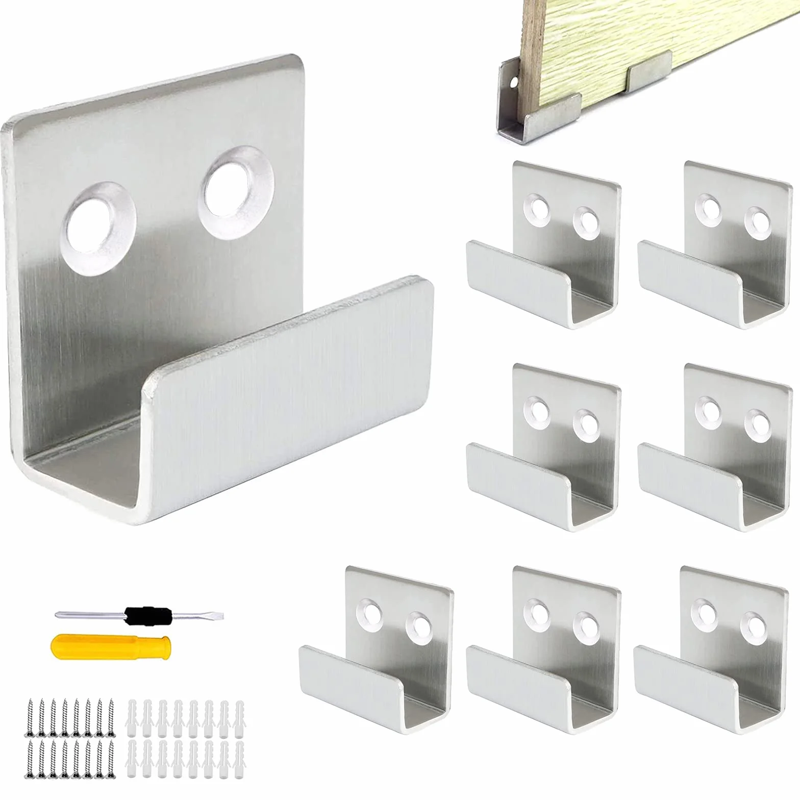 Ganci a U Inossidabile 50 kg 8 Pezzi per Bagno Cucina Vetro con Viti