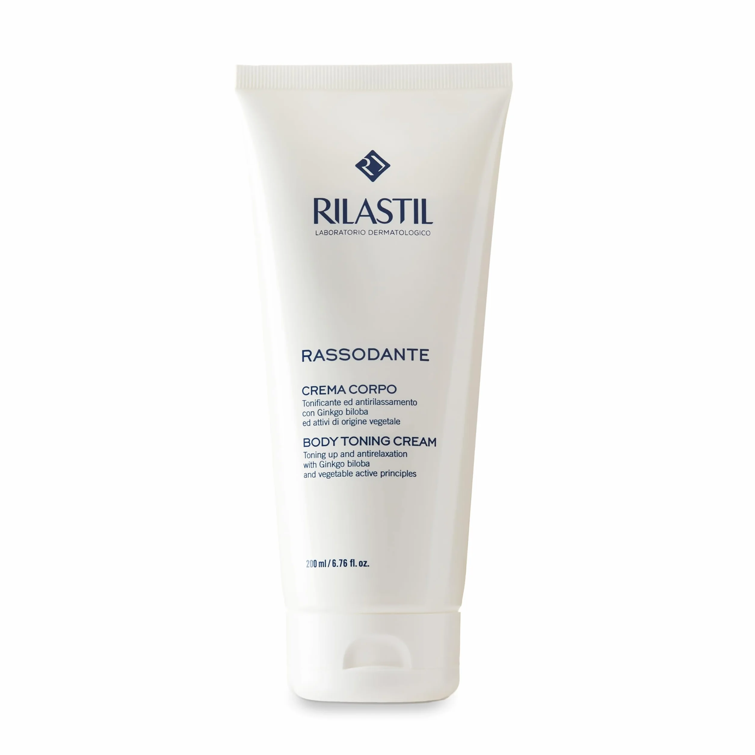 Rilastil Rassodante Crema Corpo, Trattamento Idratante e Rassodante, Contrasta il Rilassamento Cutaneo, per Massaggi Prolungati, con Ginkgo Biloba, Senza Profumo, Confezione da 200 ml