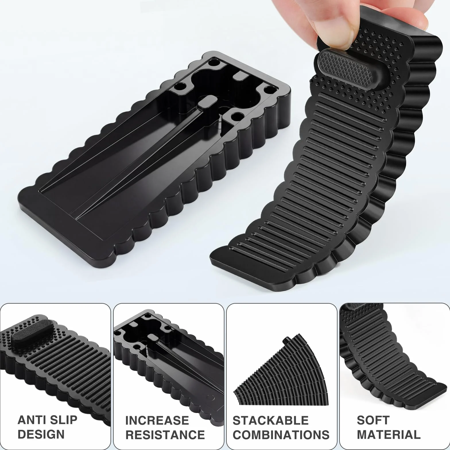 Oderra Cale Porta Pavimento in PVC 6 Pezzi Regolabile in Altezza - Nero