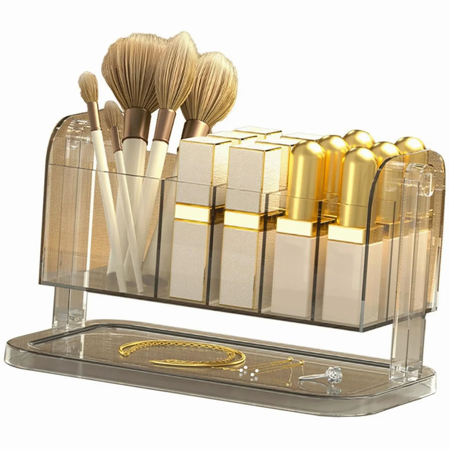 Organizzatore cosmetico trasparente Porta pennelli for cosmetici Porta rossetto Organizzatore for cancelleria da scrivania Acrilico trasparente 1 pz(Clean)