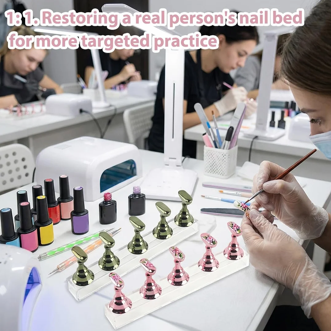 Set di 2 Supporti per Pratica Unghie in Acrilico, Porta Punta Magnetico, Supporto per Pratica Nail Art, Espositore per Unghie, Supporto per Punta Unghie