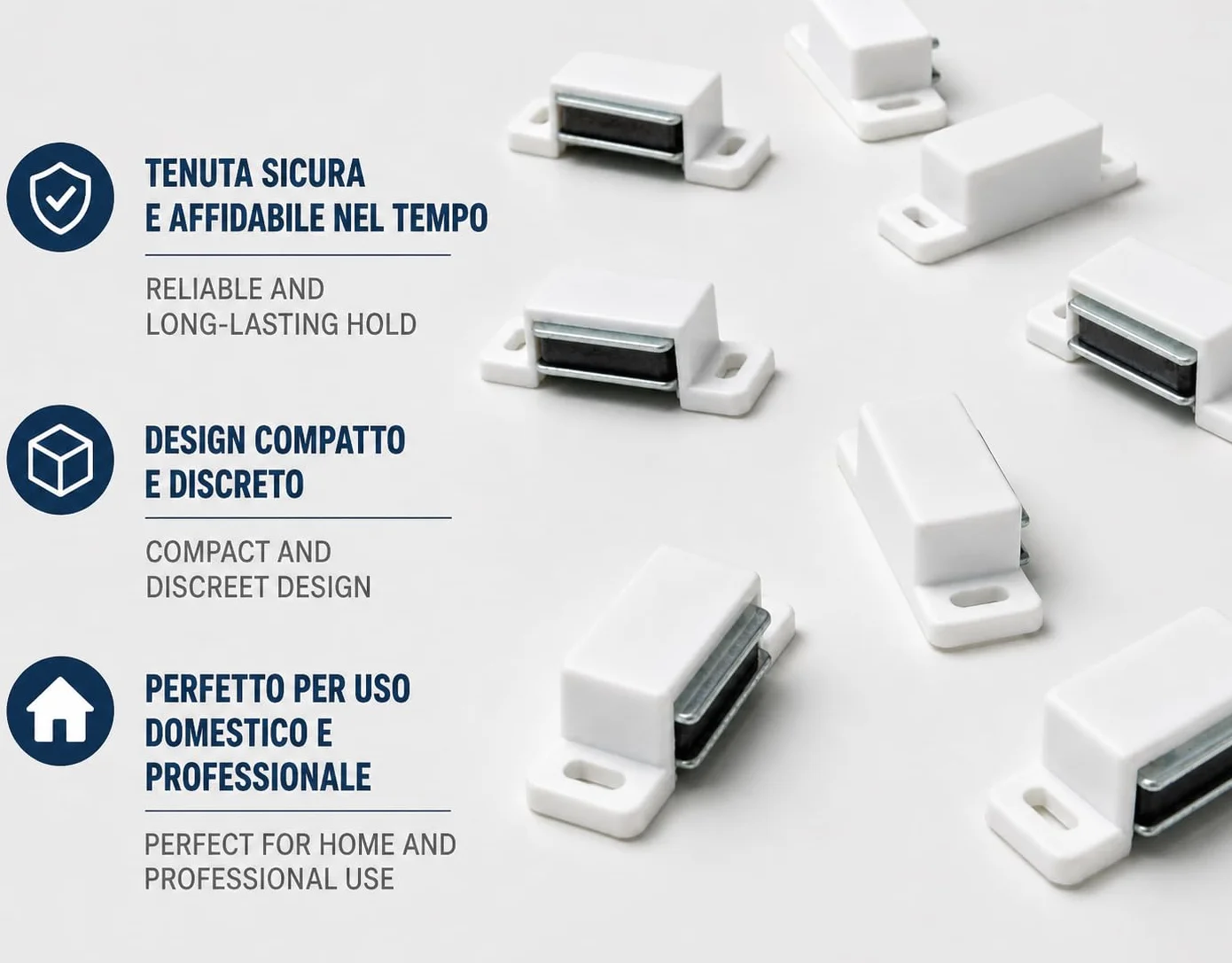 IPEA Chiusure Magnetiche per Mobili 10 PEZZI Bianco