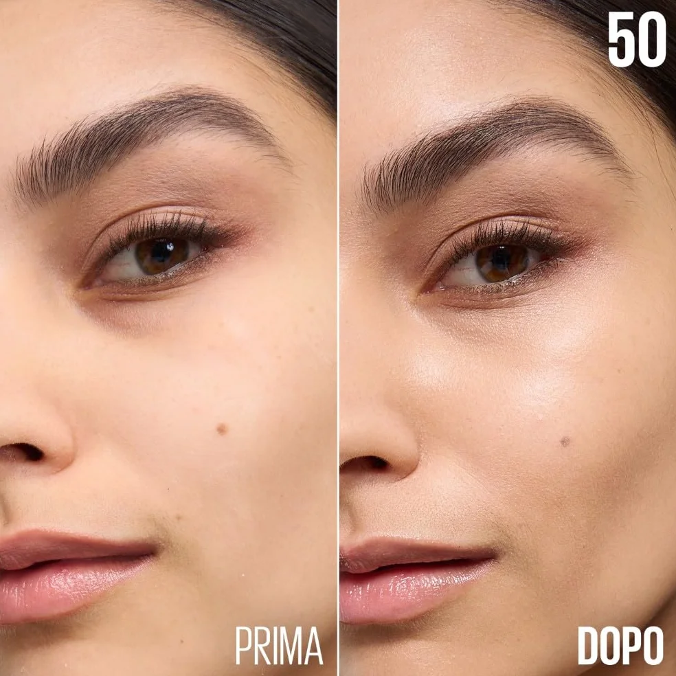 Maybelline New York BB Cream SPF50, Pelle Uniforme, Idratata e Protetta, Arricchita con Pigmenti Che si Uniformano all'Incarnato, Con il 90% di Ingredienti Skincare, Fit Me BB Nude, Tonalità: 50, 30ml