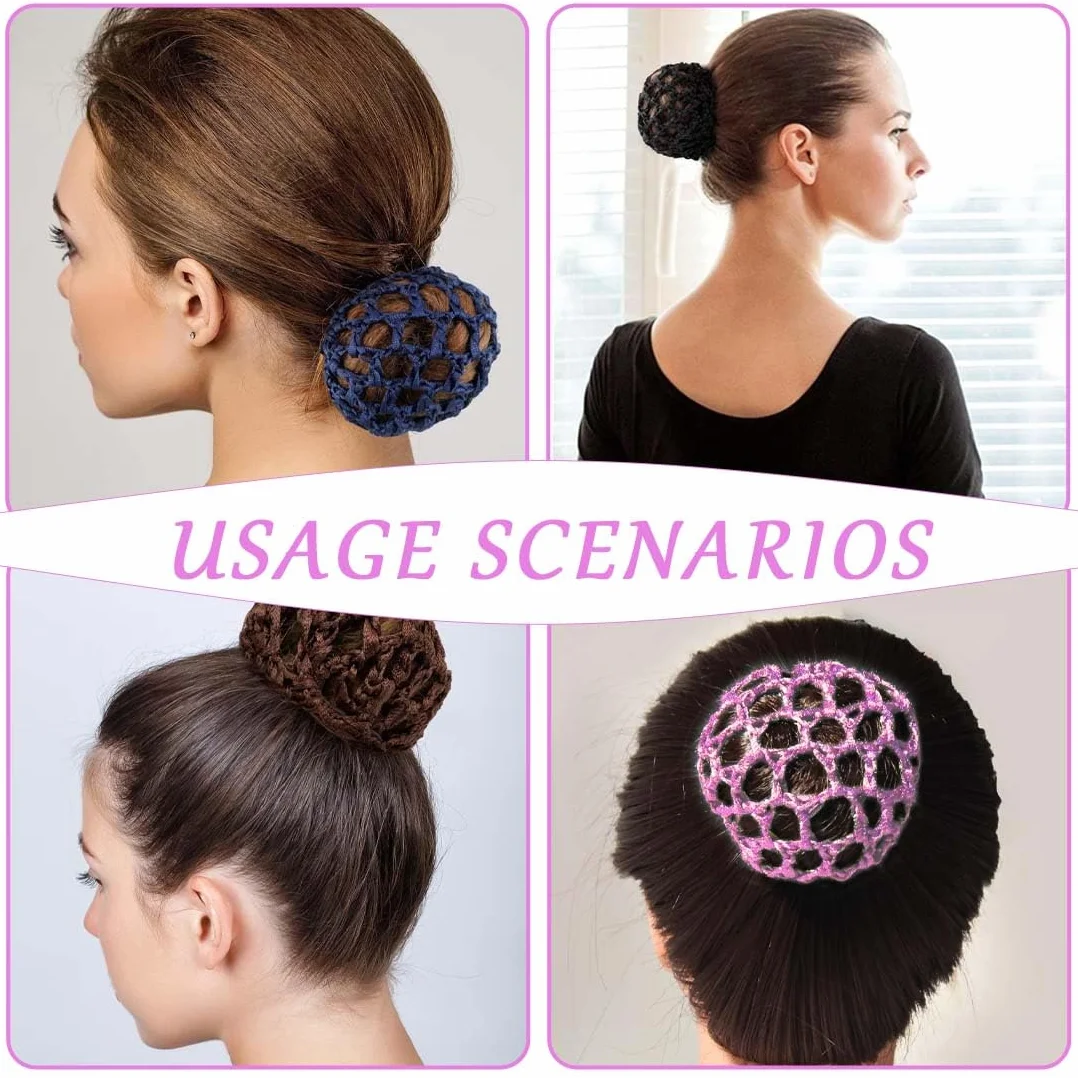 8 Pezzi Copertura a Rete per Danza Classica con Elastico,Retina per Capelli Chignon Retina per Capelli Chignon Bambina con Perline Retine per Capelli per Hotel Infermiera