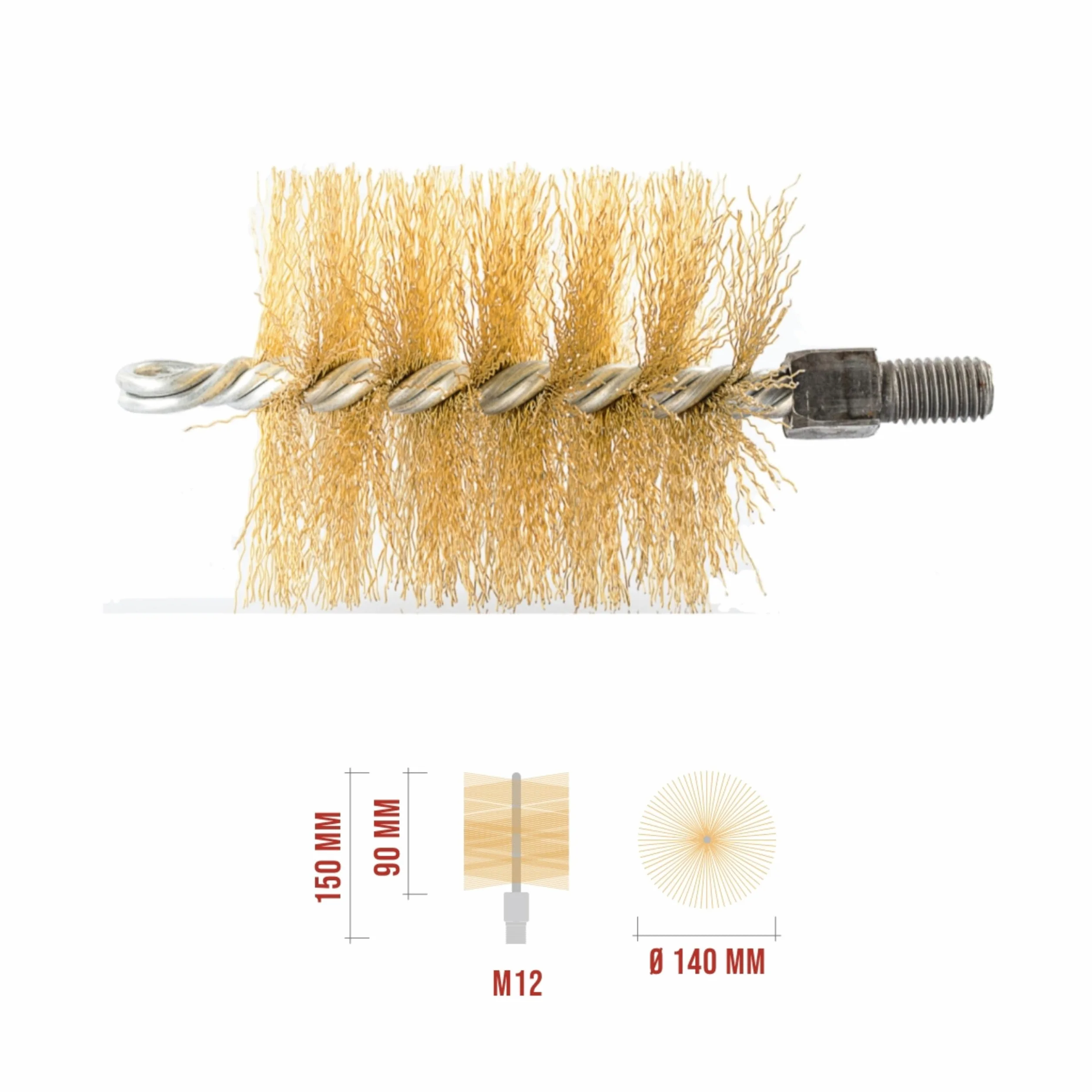 BARETTO Scovolo Canna Fumaria Ø 140 mm ACCIAIO Attacco M12