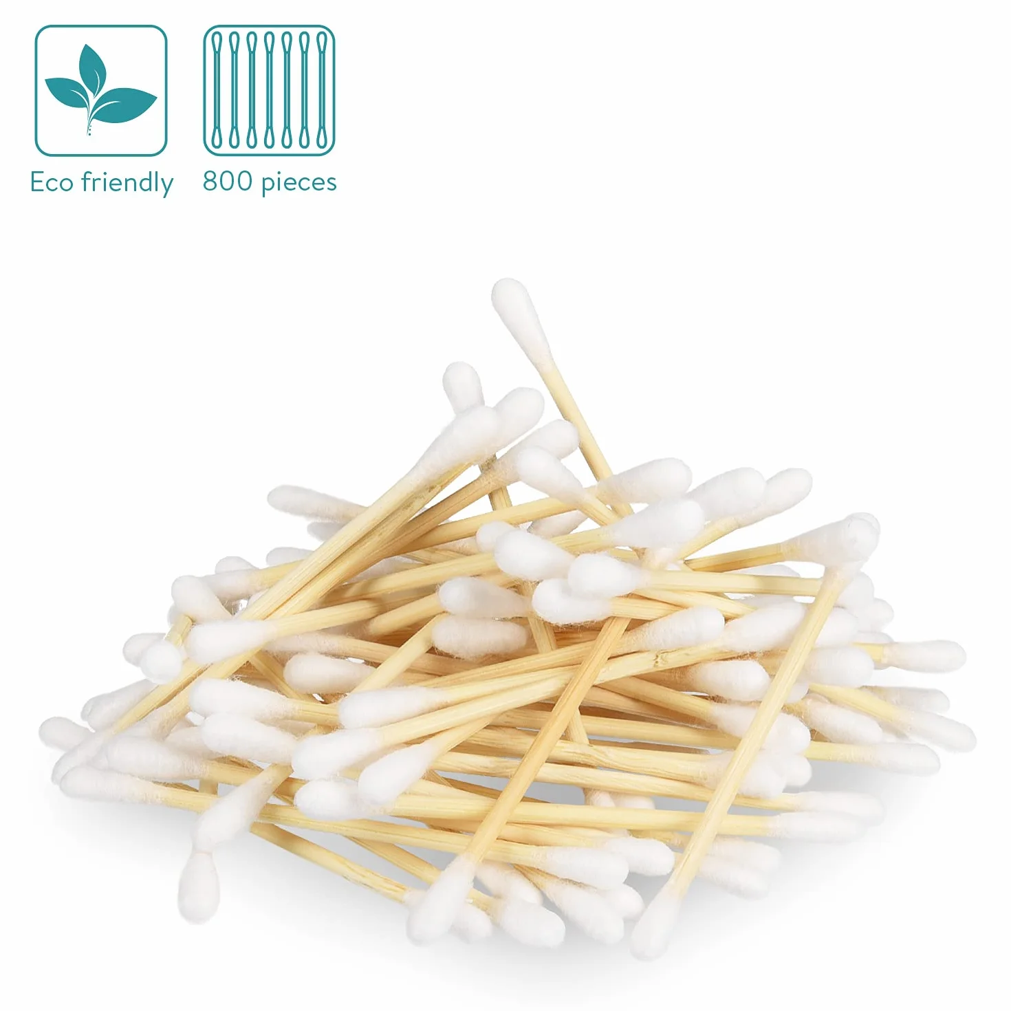 Navaris Cotton Fioc Bambù e Cotone - 800x Bastoncini 100% biodegradabili vegano - Zero plastica - 4 scatole in cartone riciclato da 200 pz. Ecologico