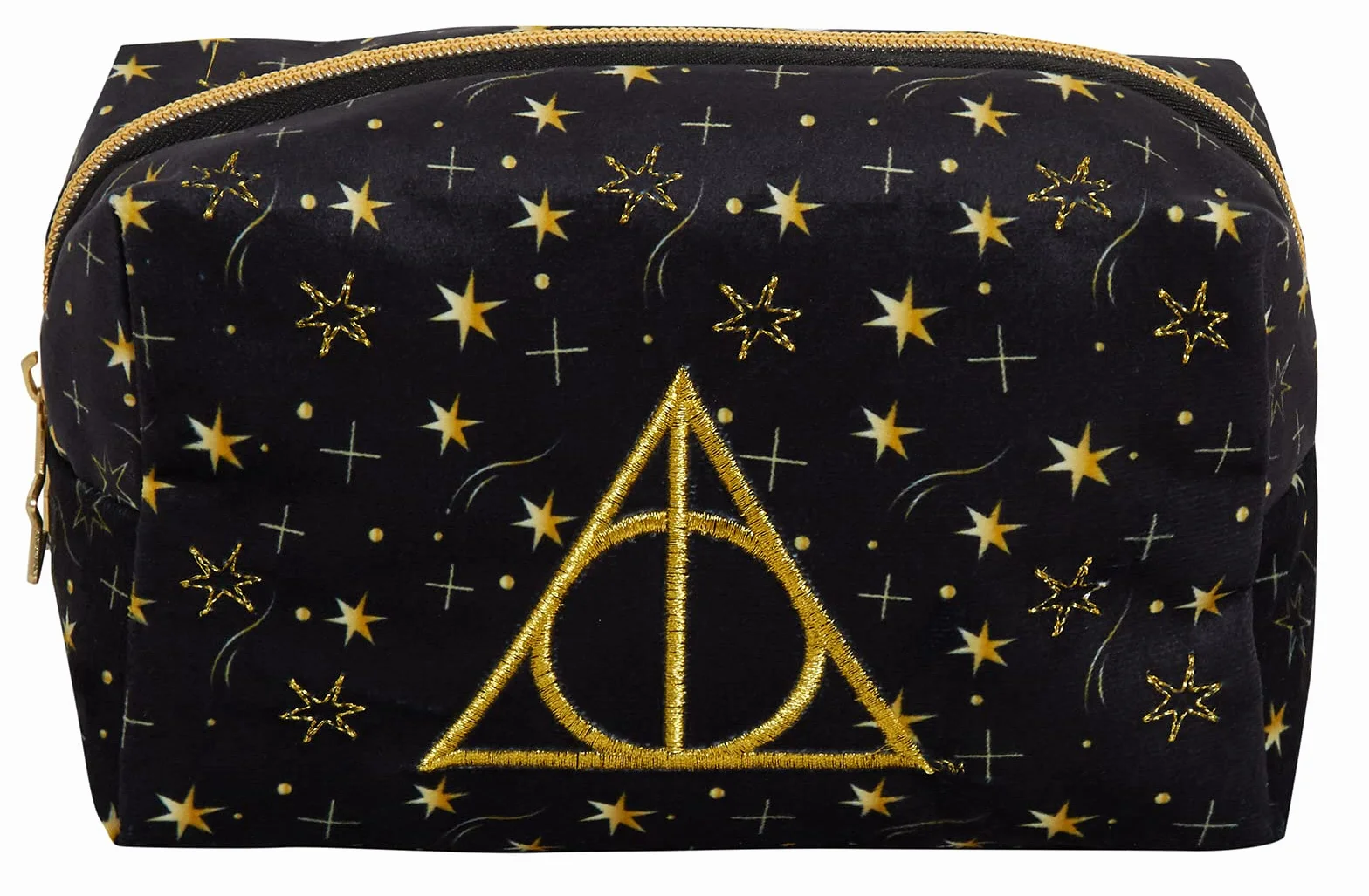 Beauty case Harry Potter per donne e ragazze, astuccio doppio lato nero per cosmetici e articoli da toeletta, accessorio da viaggio, regalo delle Relique della Morte.