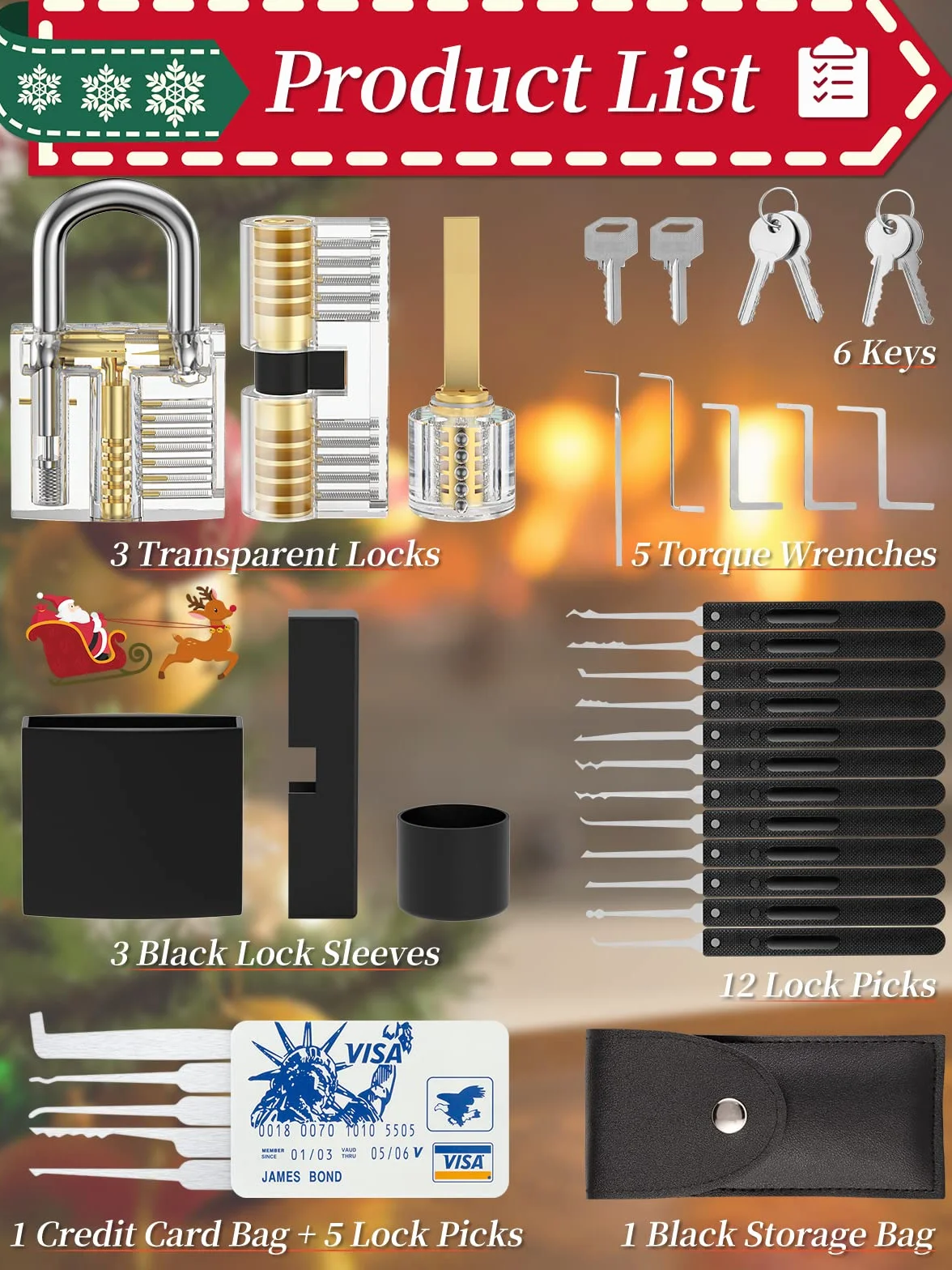 FAHEFANA Set Grimaldelli da 36 Pezzi per Fabbro, Lucchetti Trasparenti, Lockpicking Set con E-Guide