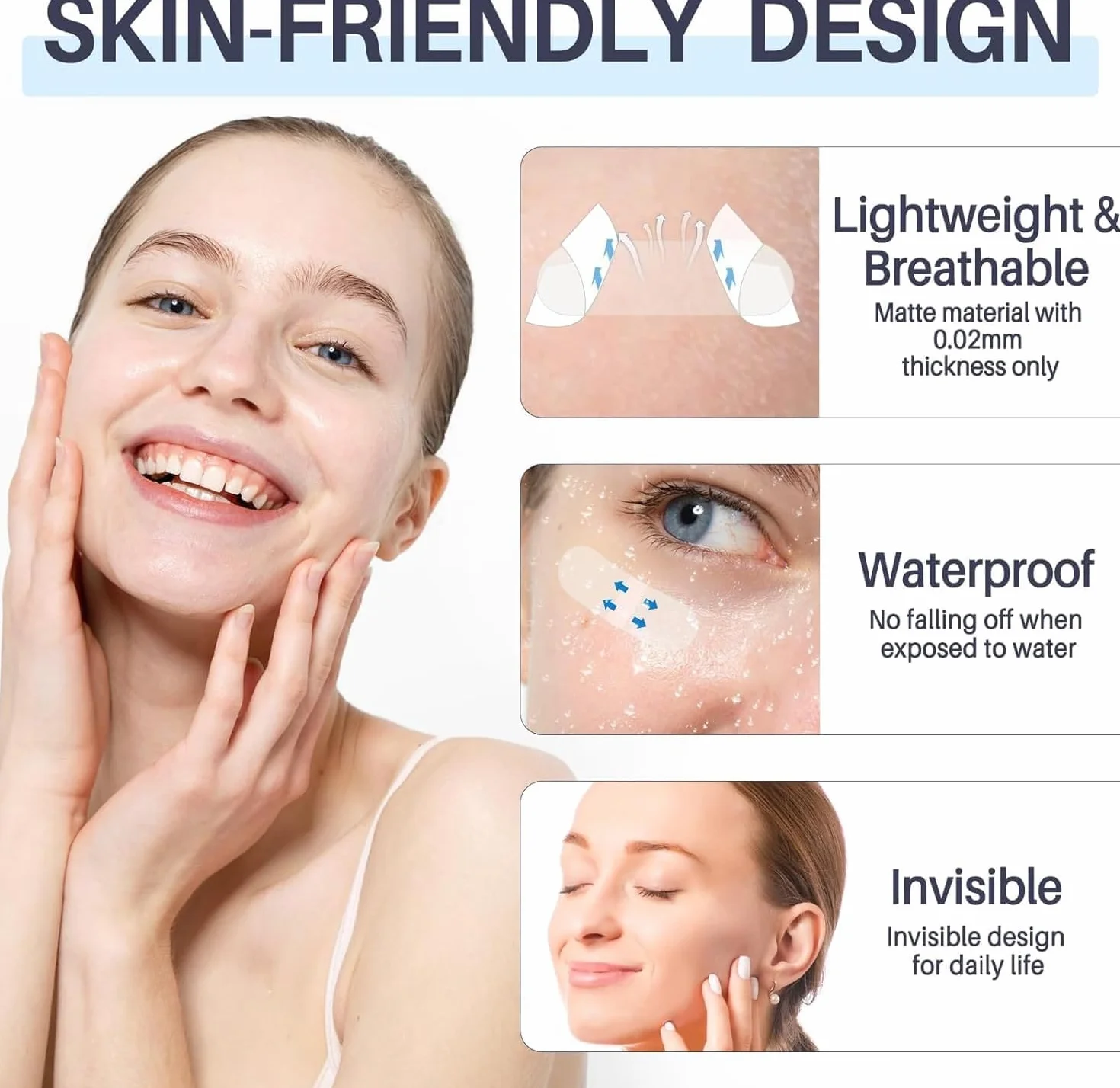Face Lift Tape, Face Tape Lift Invisibile Impermeabile Adesivi Viso, Instant Makeup Face Lift Tool, Face Lift Stickers per Nascondere Rughe Doppio Mento Sagging Stretching Skin 40Pcs (Bianco)