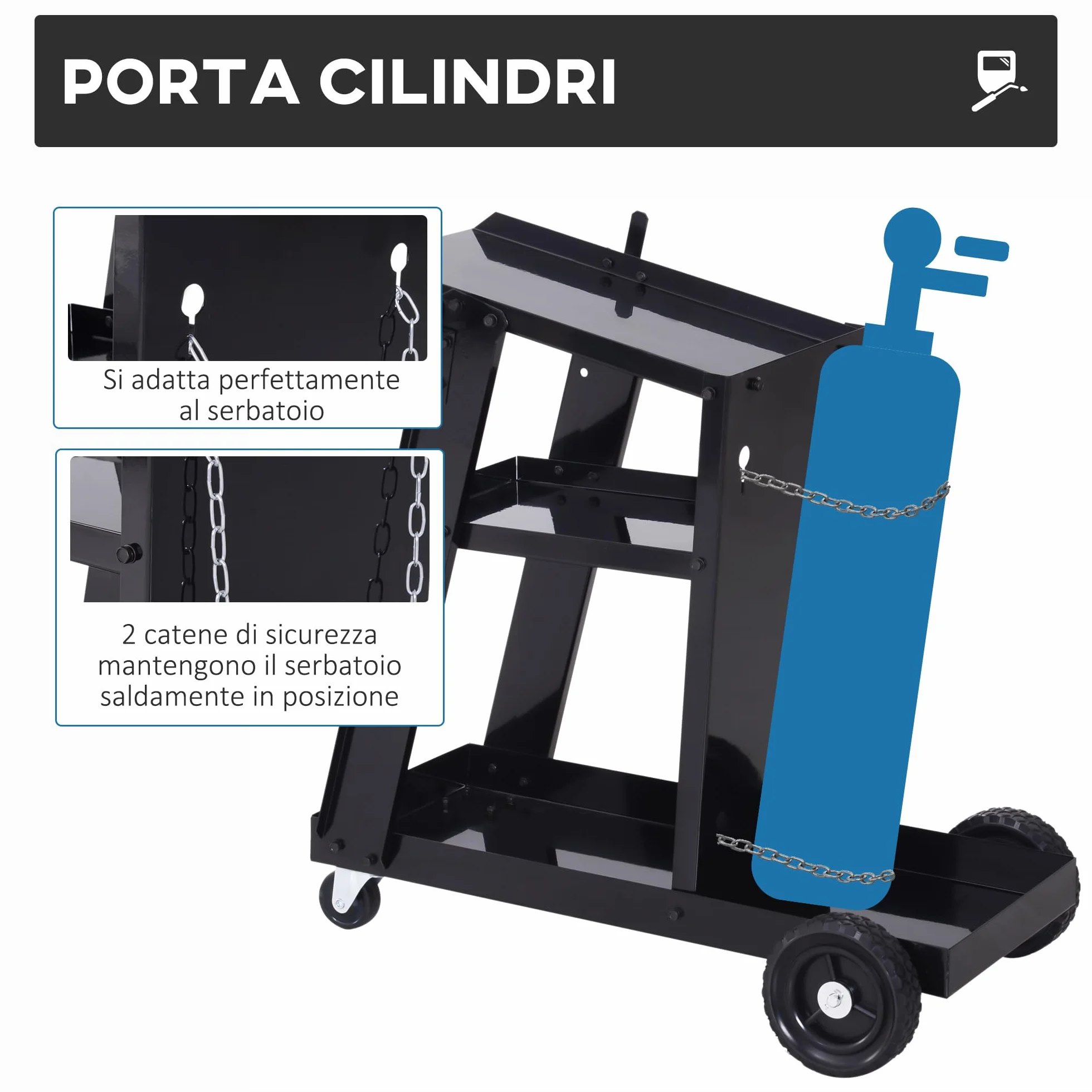 DURHAND Carrello Portautensili Attrezzi Multiuso 3 Ripiani da Officina Nero